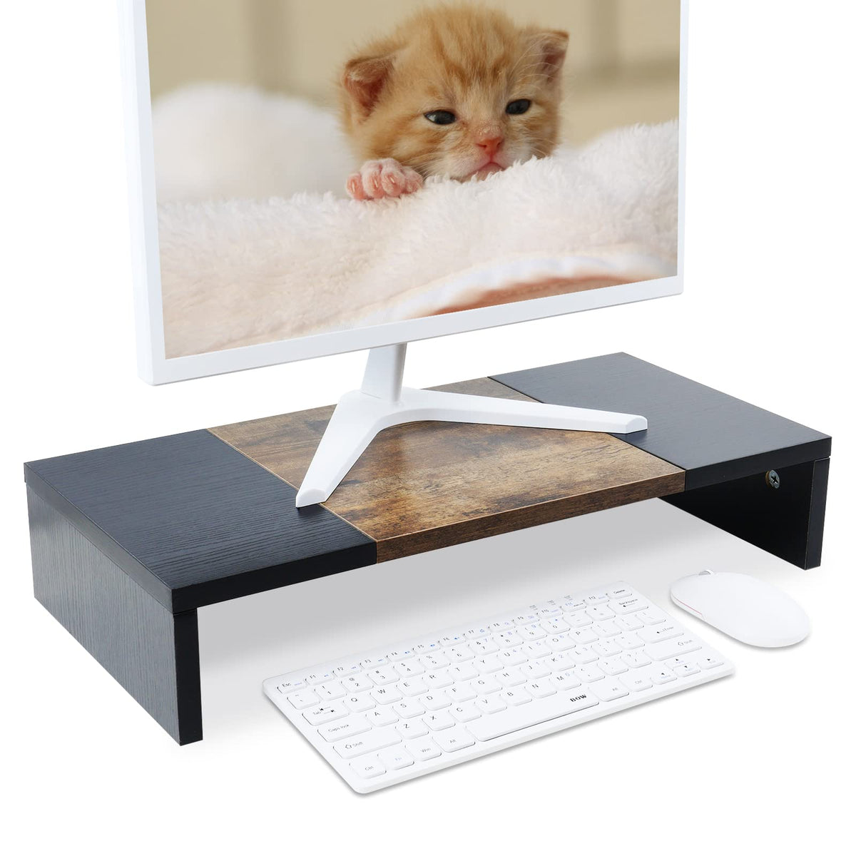 TEAMIX 20 inch Monitor Riser, Sturdy Wood Desktop Riser for TV/PC/Laptop/Printer, TV Riser Stand