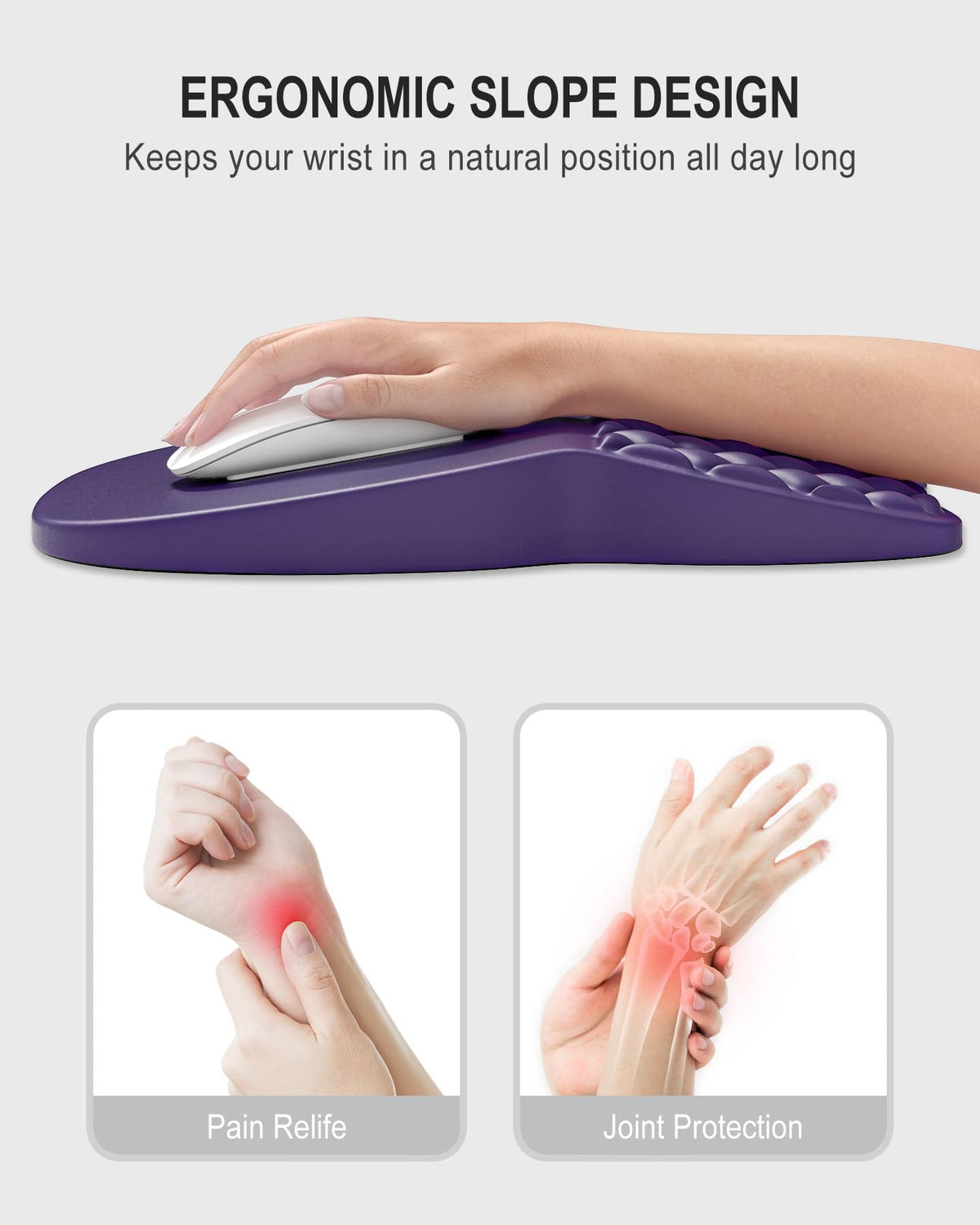 Auhoahsil Ergonomic Mouse Pad with Wrist Rest, Comfortable Slope Computer Mouse Mat with Wrist