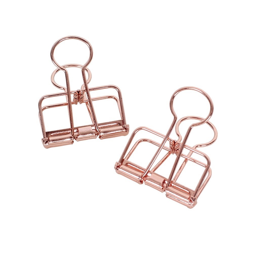 Rose Gold Hollow Out Metal Wire Binder Clips - Large 51mm - Pack of 12
