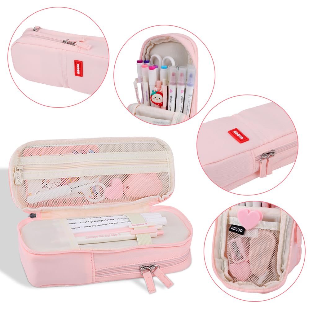 iSuperb Standing Pencil Case 2 Compartments Pencil Pouch Magnetic Mobile Phone Holder Bracket Pen