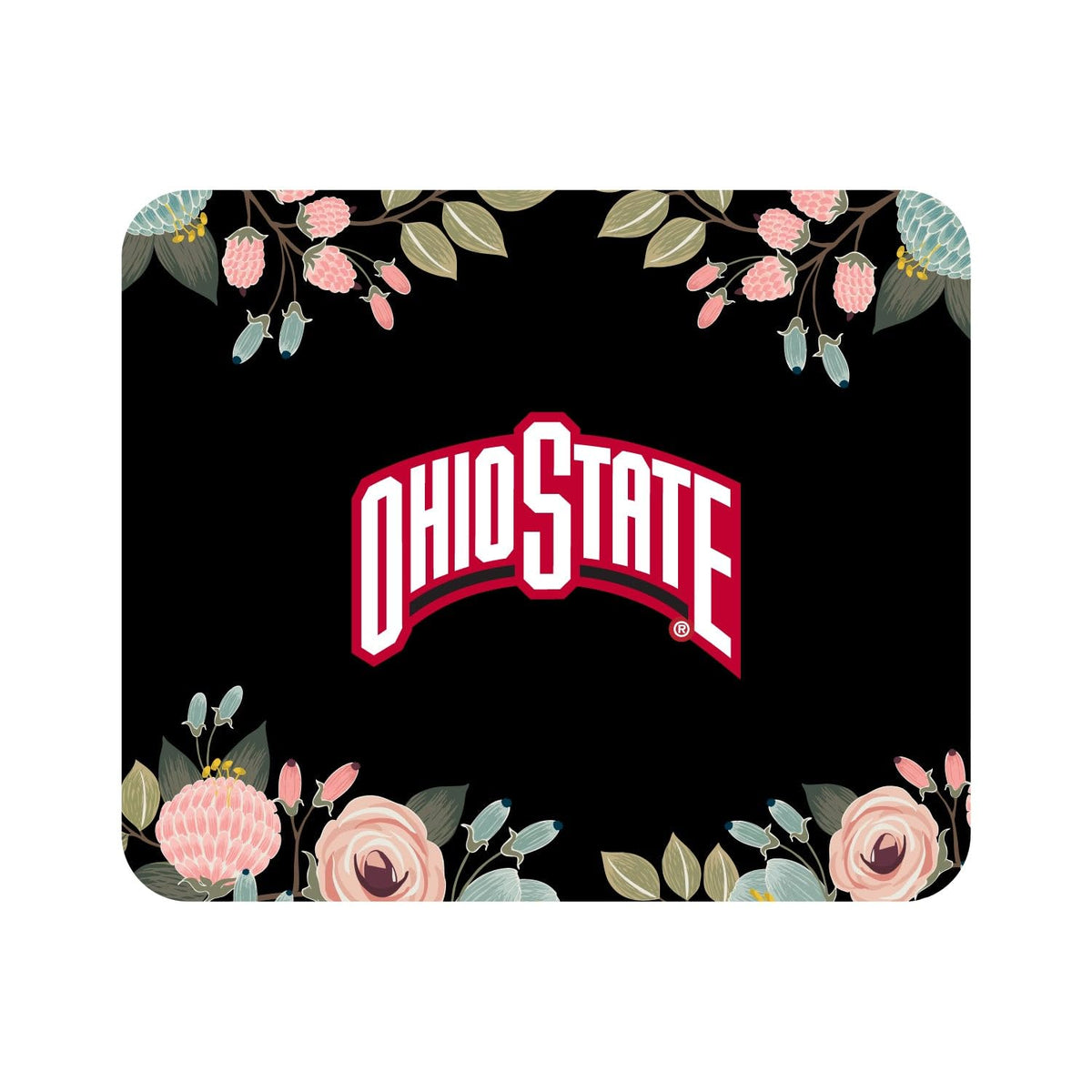 Mouse Pad, Fabric, Ohio State University Standard/Floral Pink