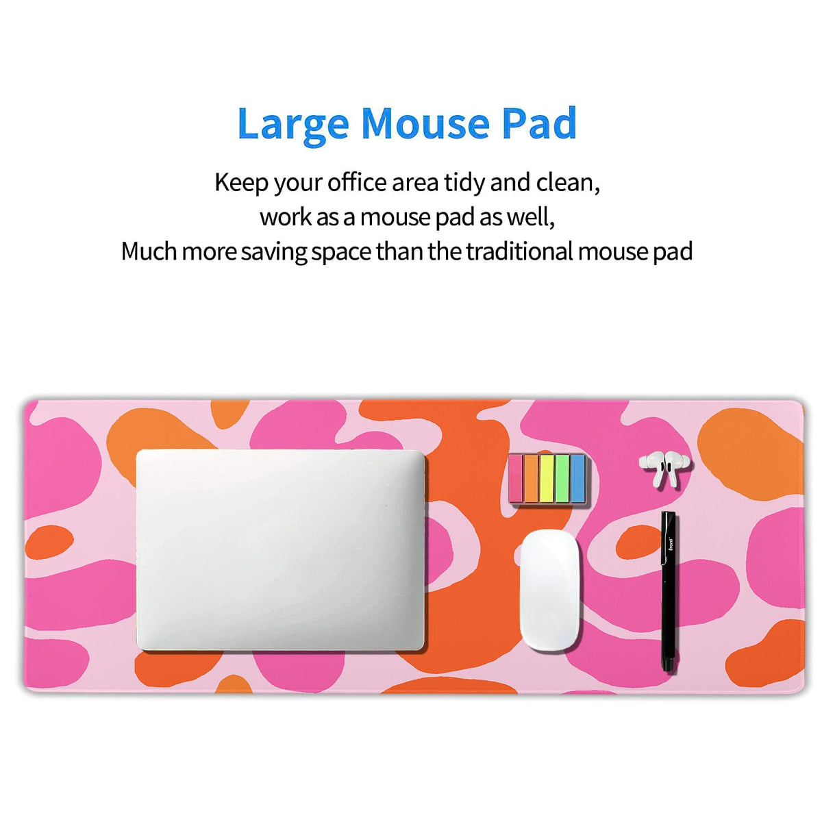 Pink Orange Cute Gaming Mouse Pad XL Kawani Preppy Abstract Modern Geographic Extended Large Desk