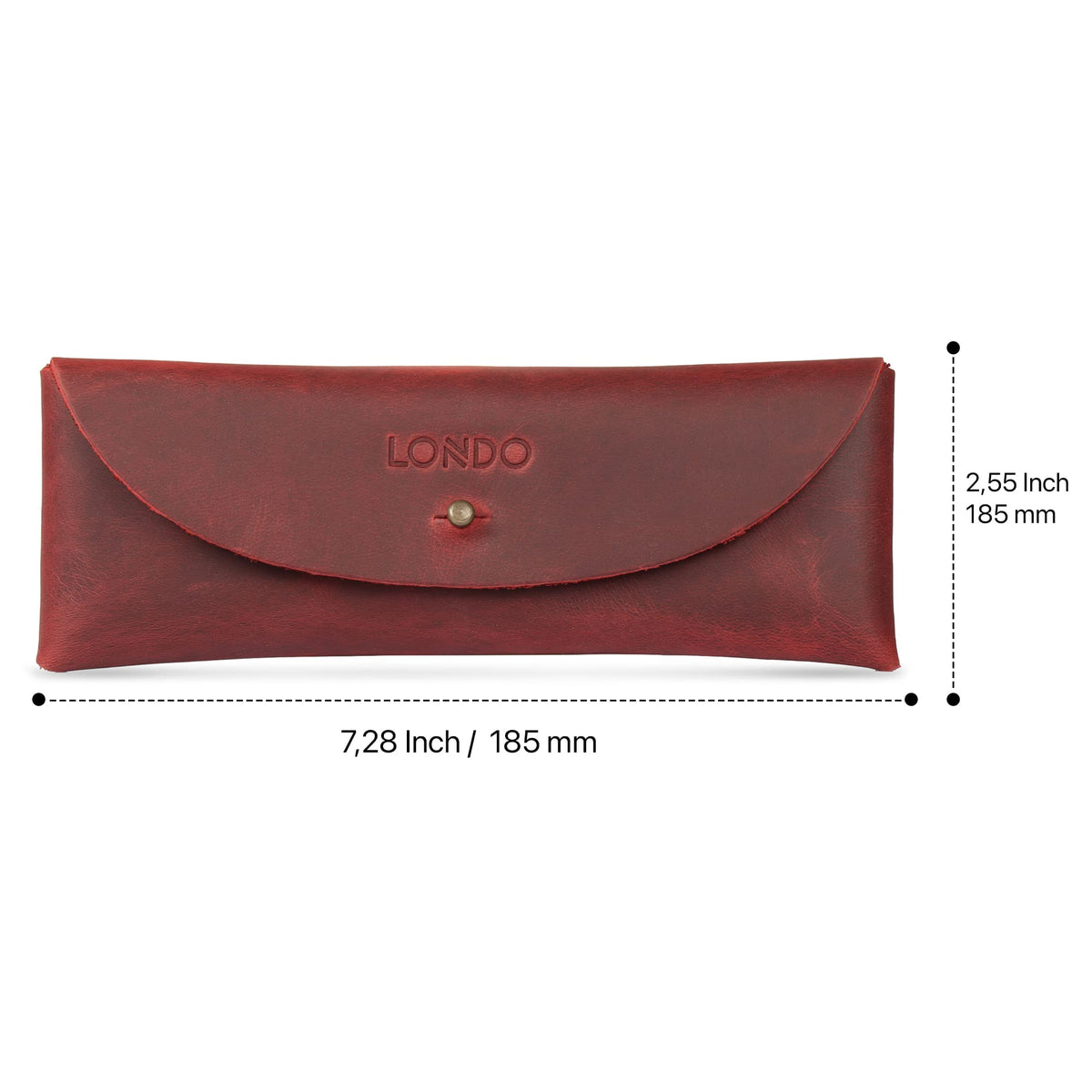 Londo Genuine Leather Retro Pen and Pencil Case - Metal Snap Fastener, Pencil Pouch Stationery Bag