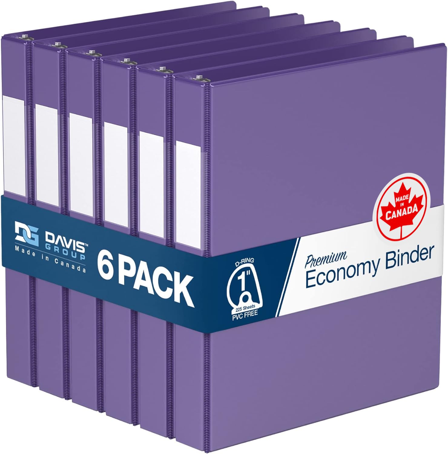 Premium Economy 6-Pack 3-Ring Binders for School or Office, D-Ring Binders, 1 Inch, Purple
