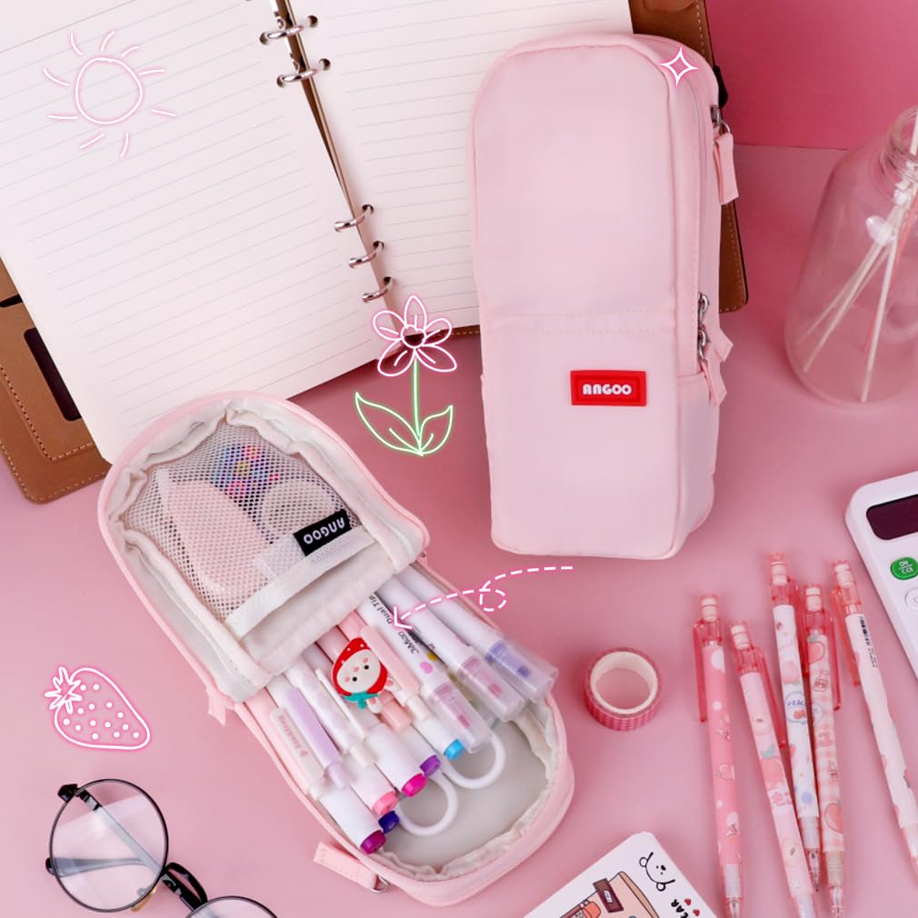 iSuperb Standing Pencil Case 2 Compartments Pencil Pouch Magnetic Mobile Phone Holder Bracket Pen