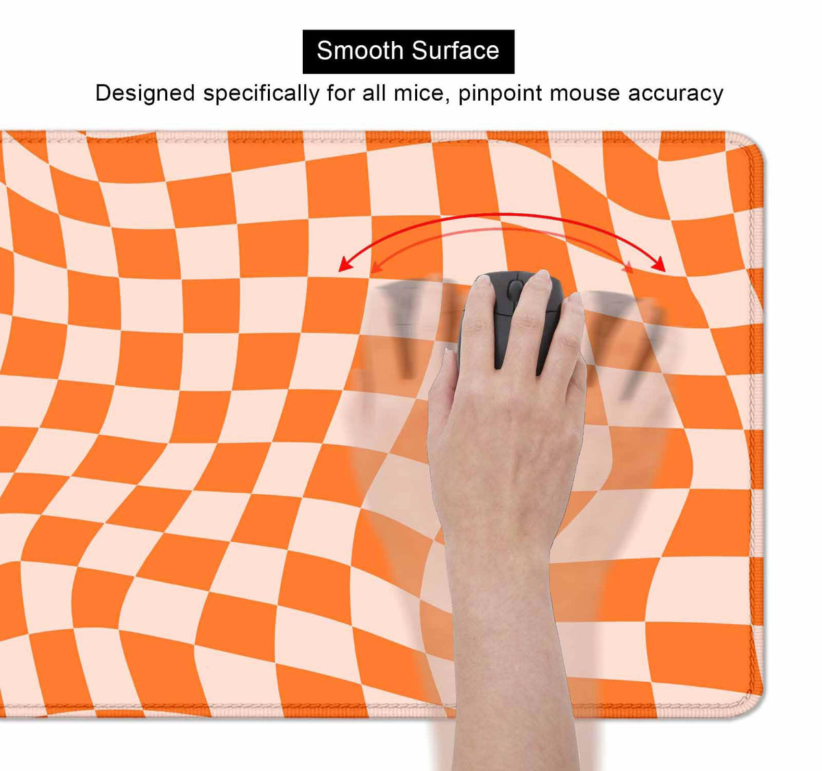 SXCKANG Orange Checkered Large Mouse Pad, Boho Pink Desk Mat Pad, Extended Kawaii Mousepad Stitched
