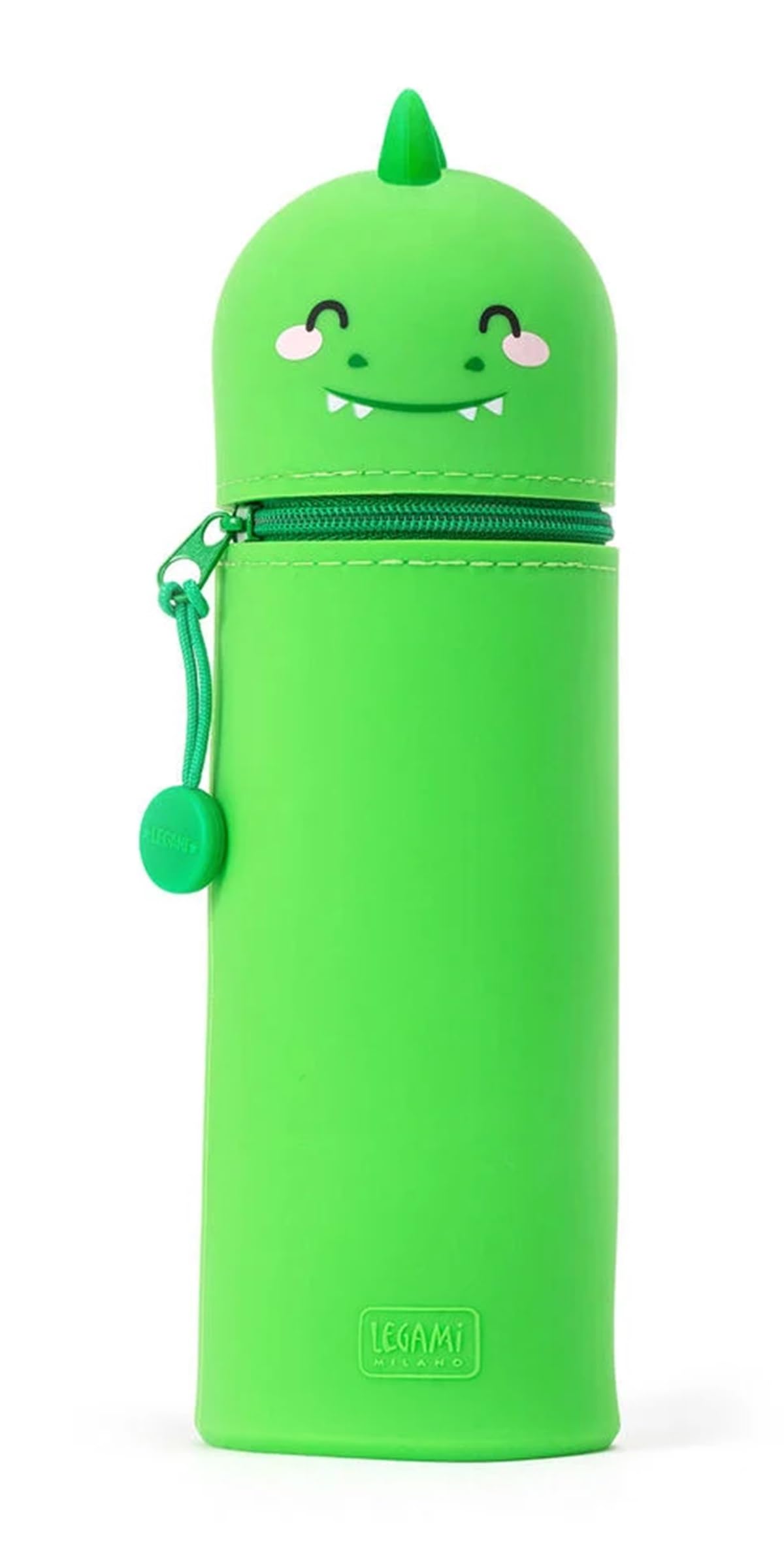 Legami Kawaii 2 in 1 Soft Silicone Cute Dinosaur Pencil Case (Green Green)