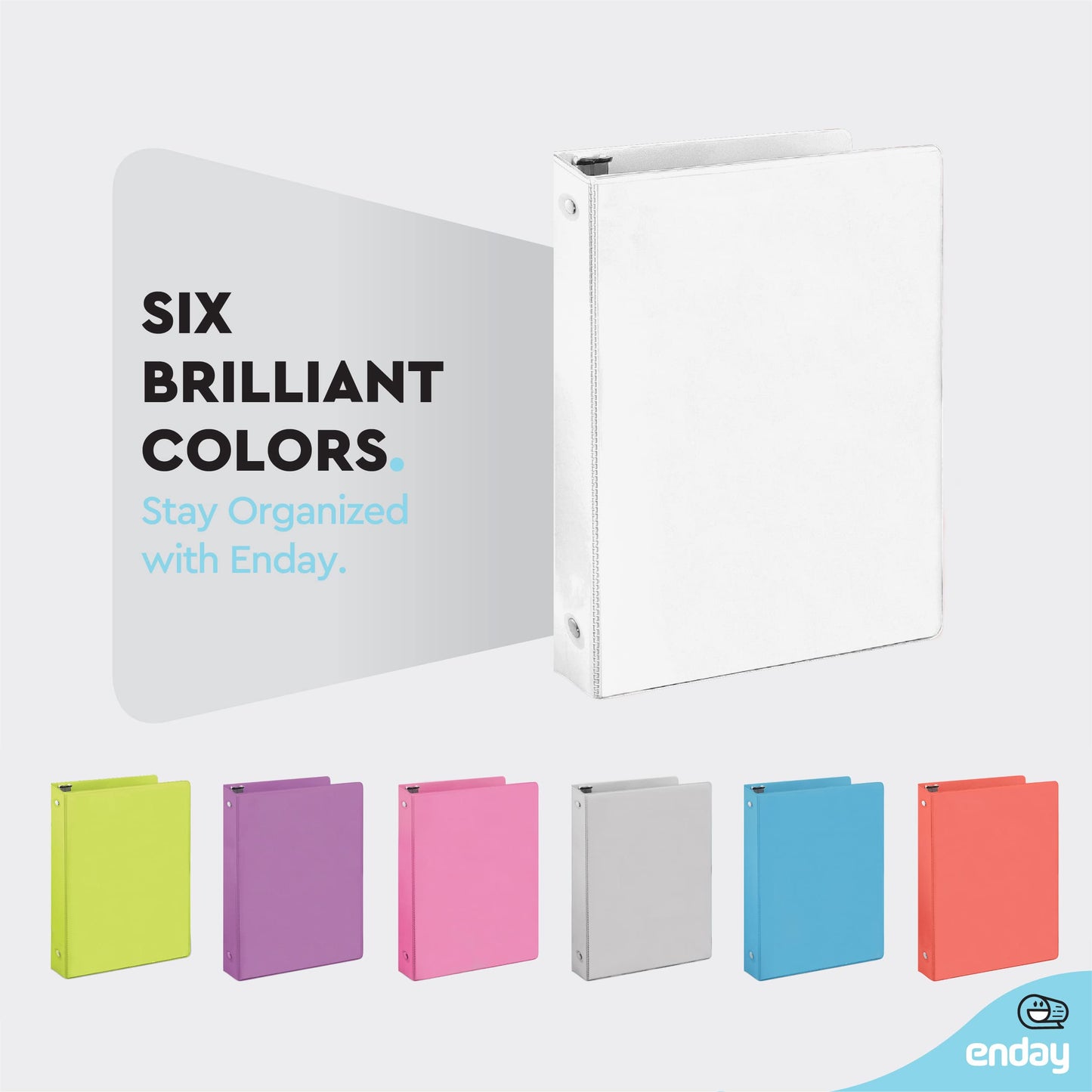 1 Inch 3 Ring Binder 1” Binder White Clear View Cover with 2 Inside Pockets, Colored School