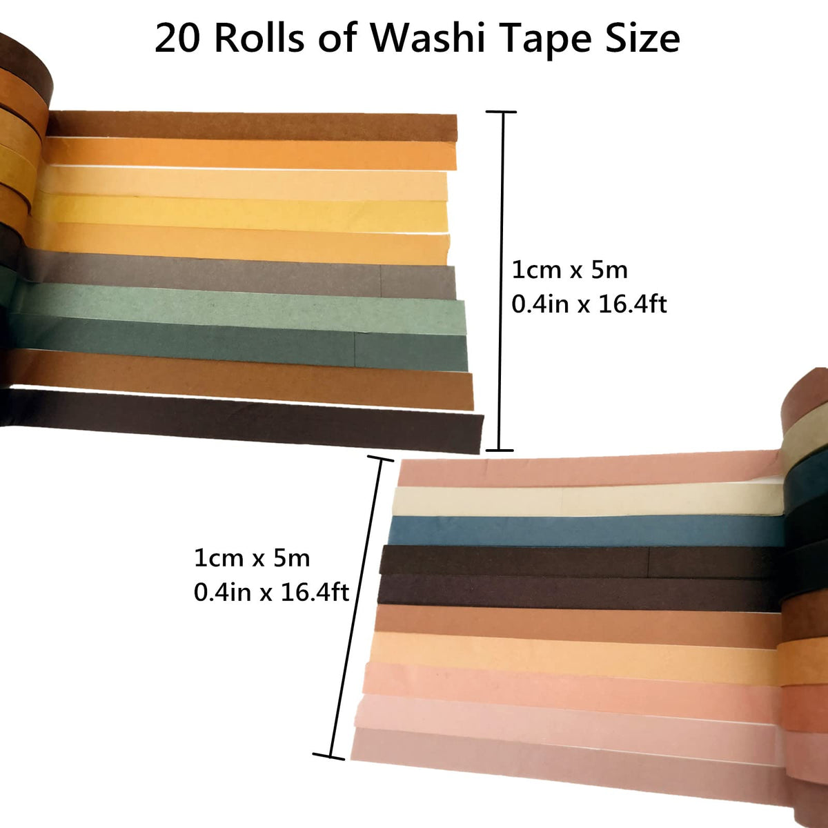 20 Rolls Washi Tape Set,10 mm x 5m Decorative Colored Masking Tapes for Scrapbooking, Junk Journal