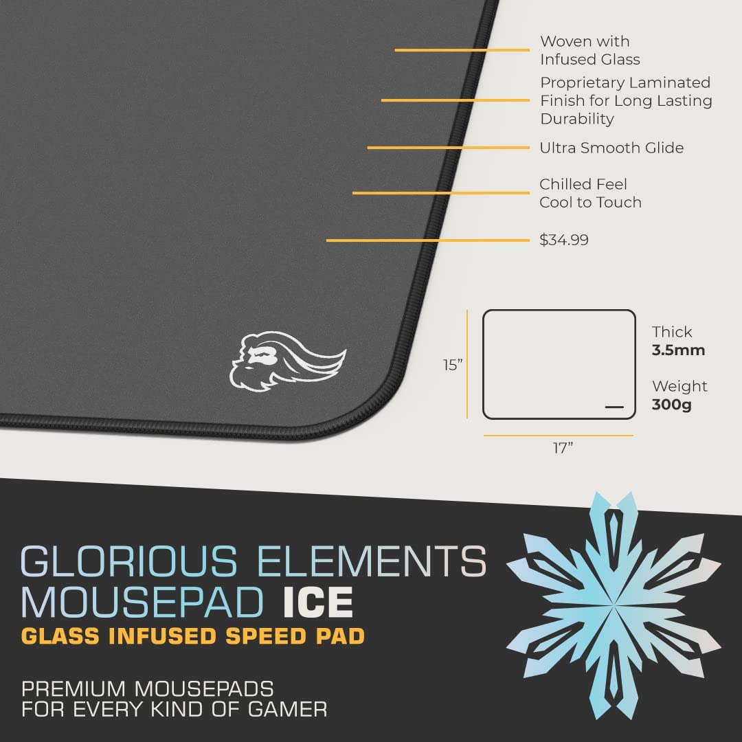 Glorious Elements Mousepad - XL Mouse Pad - Glass Infused Flexible Cloth Computer Desk Pad for
