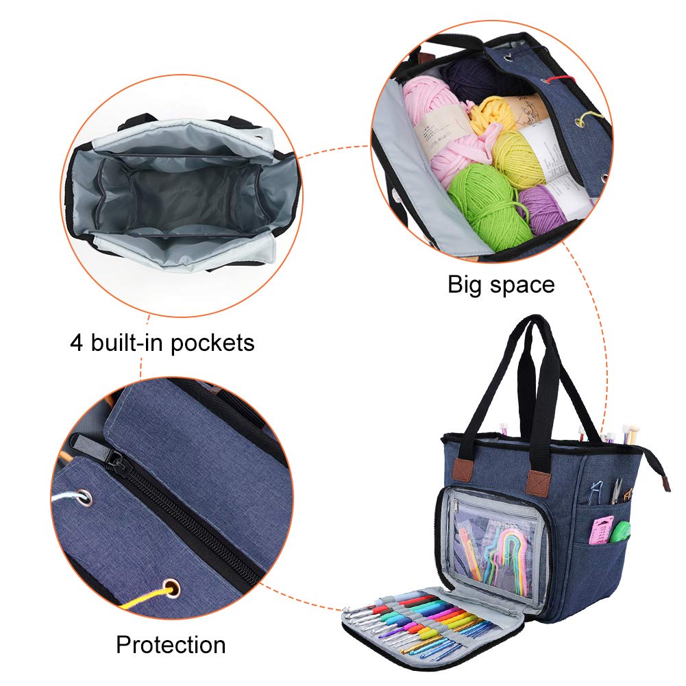 SumDirect Yarn Bag, Knitting Organizer Tote Bag Portable Storage Bag for Yarns, Carrying Projects