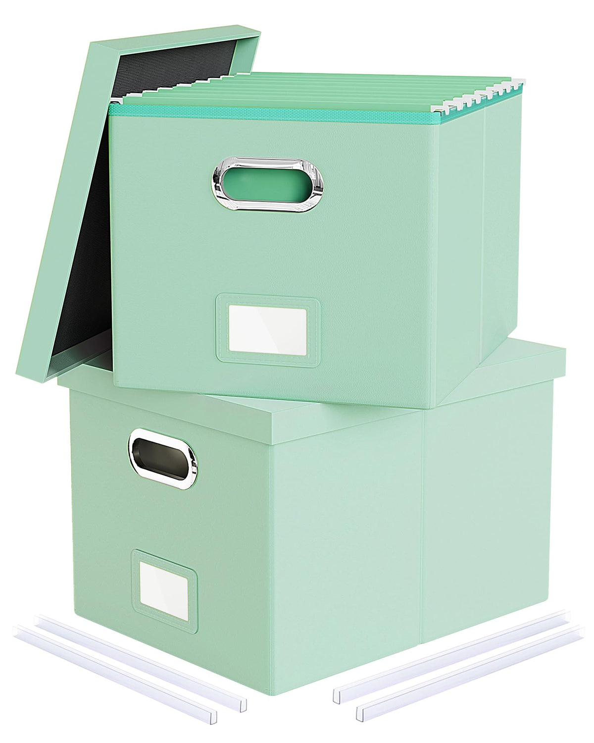 Oterri 2 Pack File Storage Organizer Box,Portable File Box with Lid,Fit for Letter/Legal File