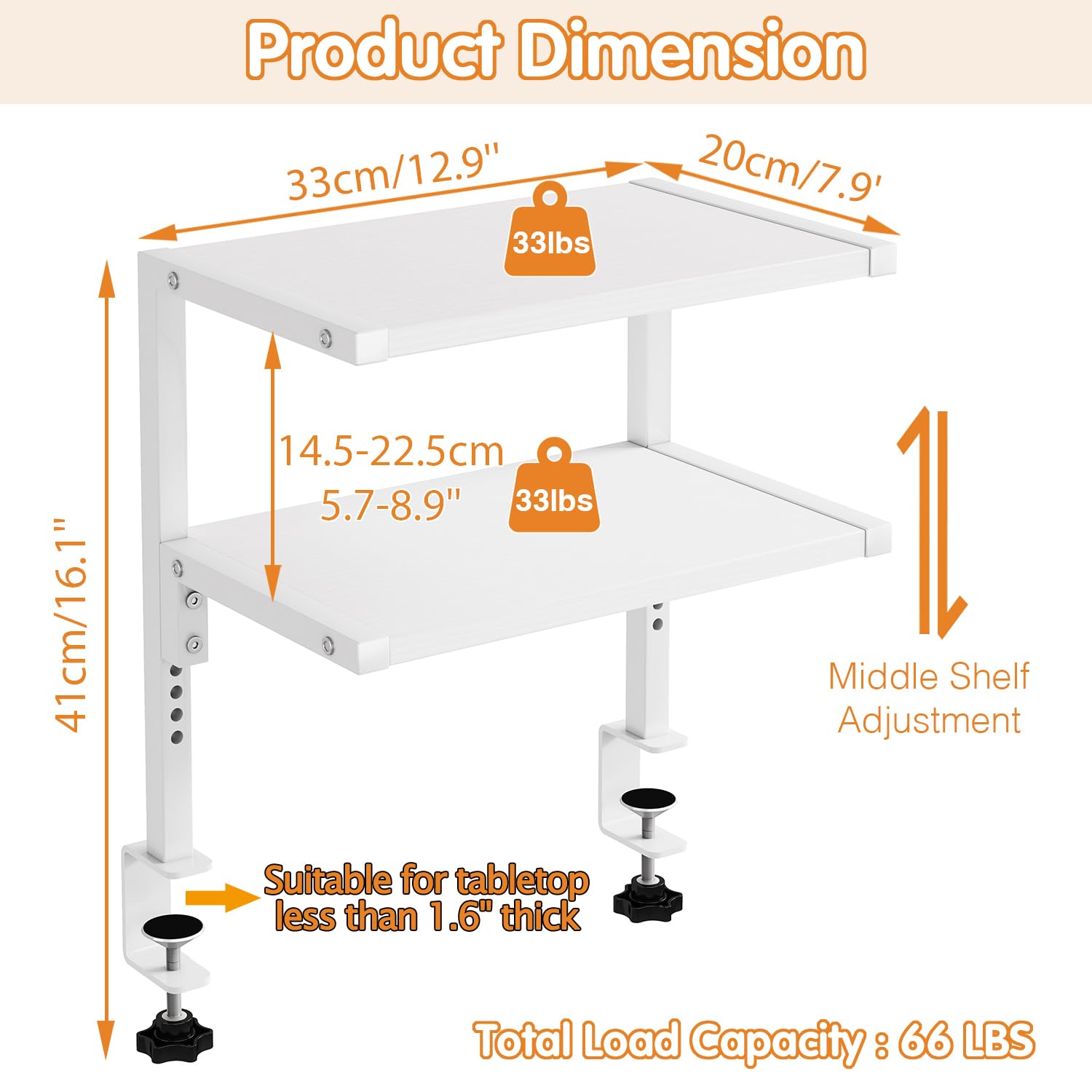 IBUYKE Clamp on Desk Organizer Shelf,Desk Extender Shelves UTMZ007W