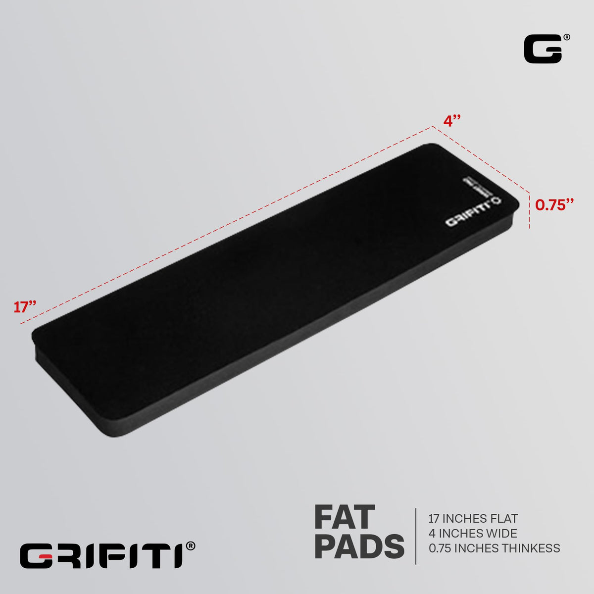 Grifiti Fat Wrist Pad 17 in Black is a 4 Inch Wide Wrist Rest for Standard Keyboards and Mechanical
