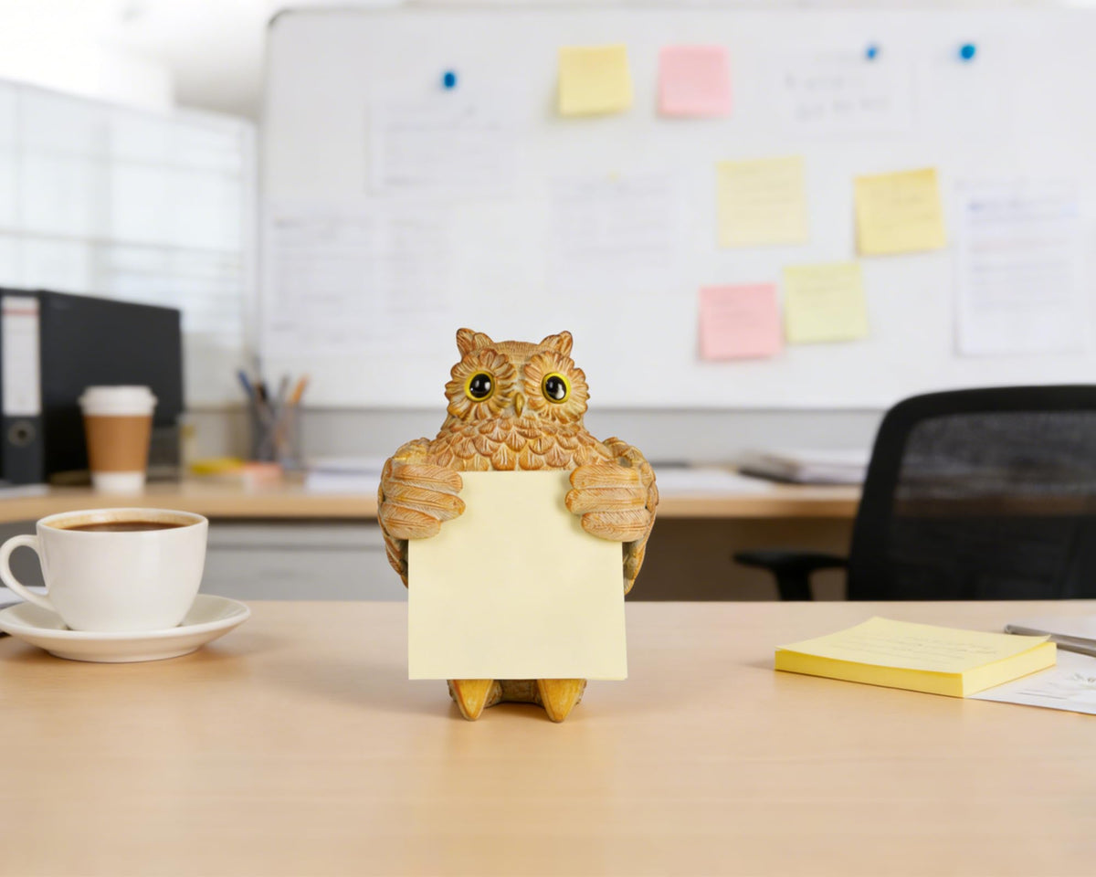 HORTIX Owl Pop-Up Sticky Note Dispenser for 3 x 3 in Notes, Light Yellow