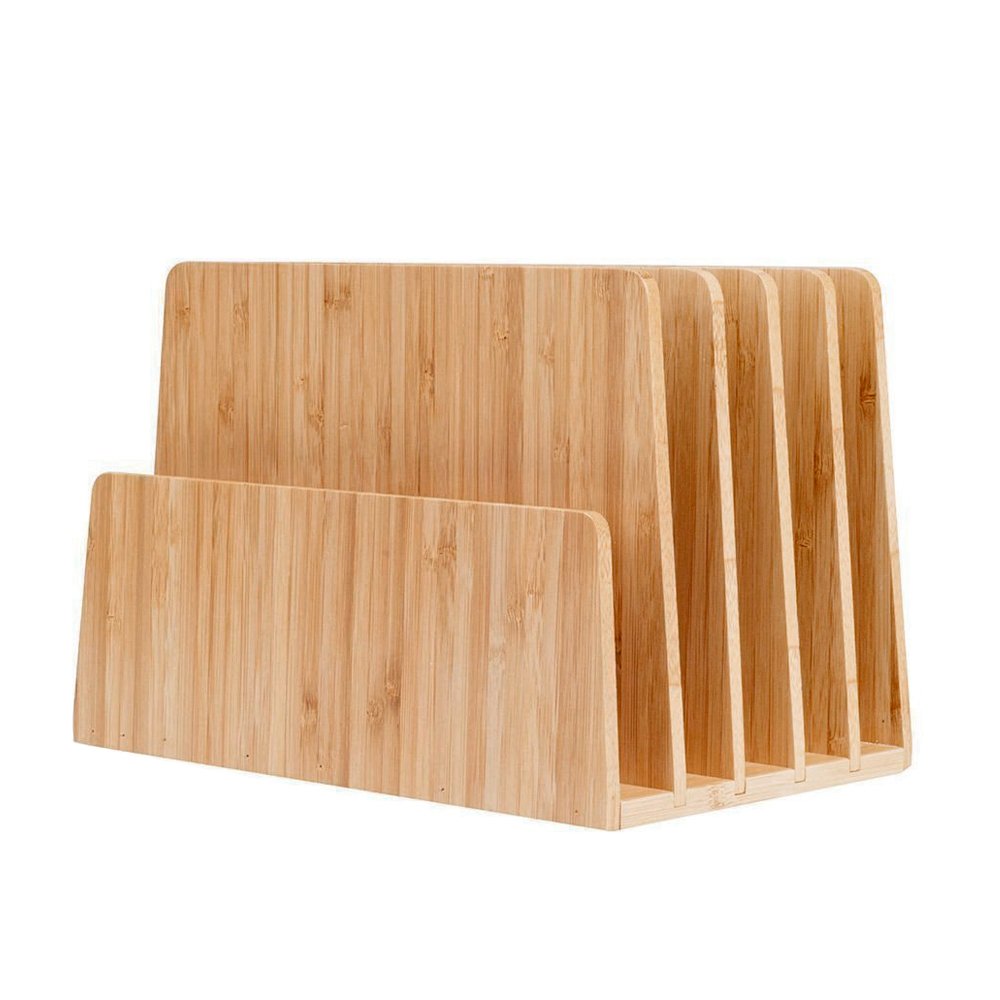 MobileVision Bamboo Desktop File Folder Organizer and Paper Tray, 5 Slots