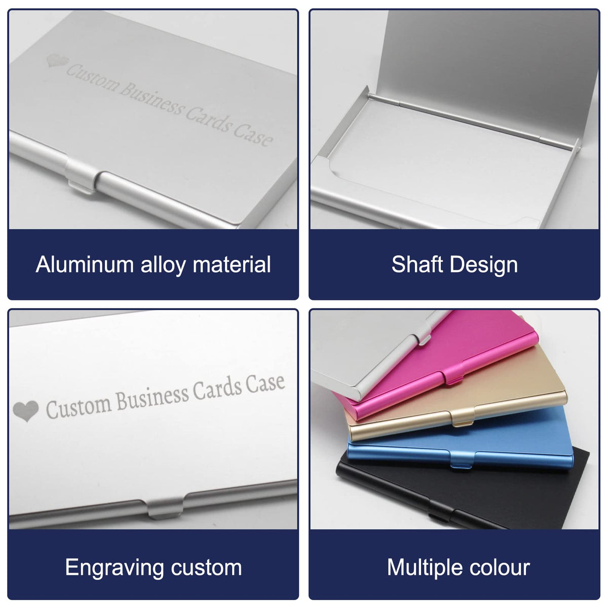 Fadace Custom Business Cards Holder Customized, Business Card Case Personalized Engraved Printing