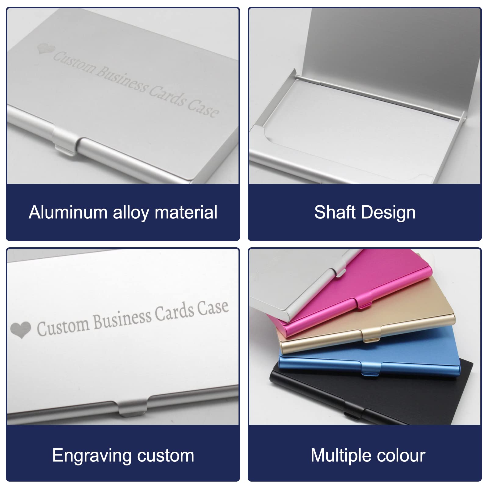 Fadace Custom Business Cards Holder Customized, Business Card Case Personalized Engraved Printing