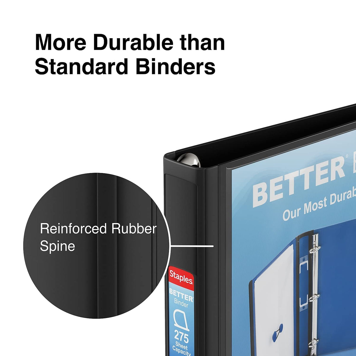 Staples Better Binder, 1 Inch D-Ring, Black, 275 Sheets, 3-Pack
