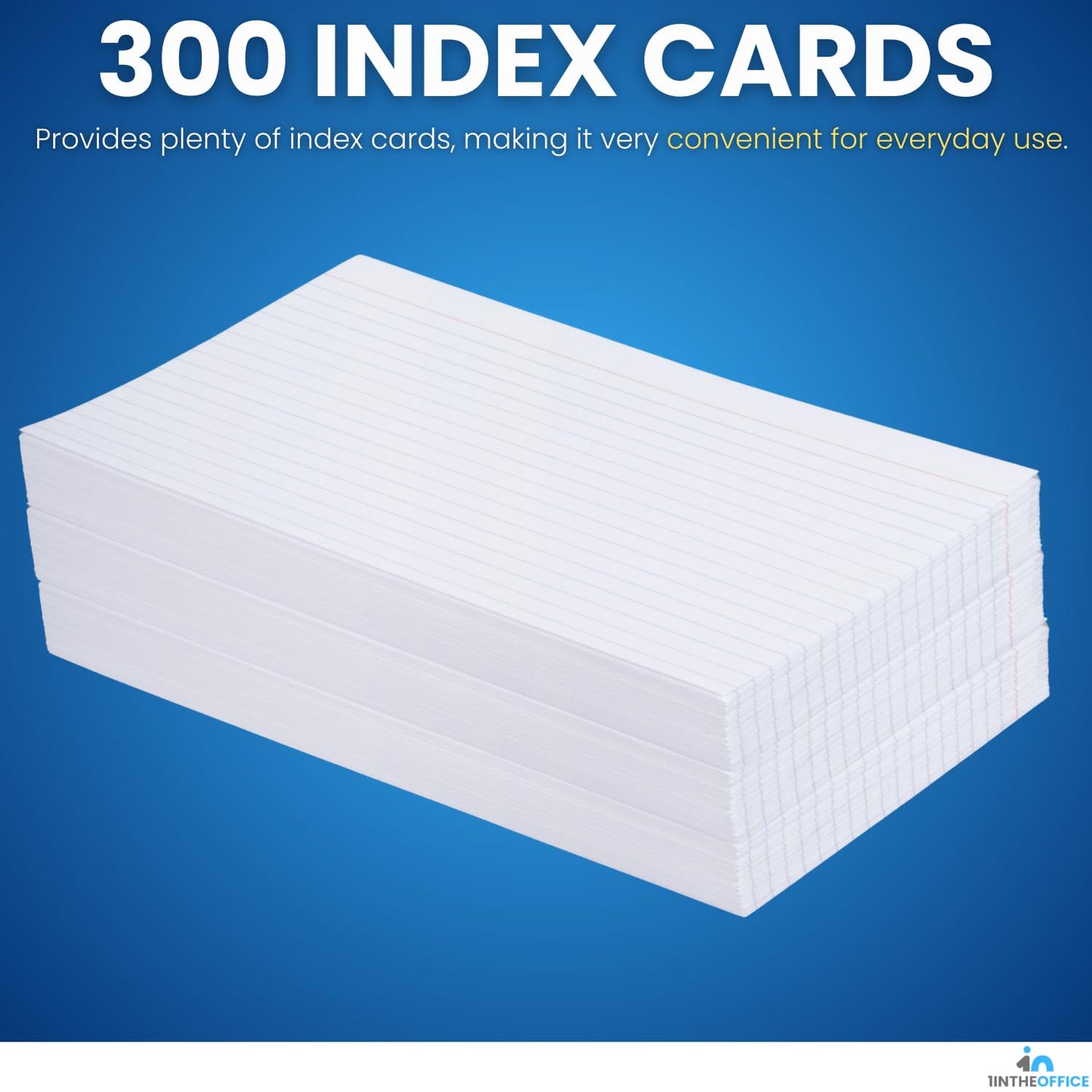 1InTheOffice Index Cards 5x8 Ruled, White Ruled Index Cards, 5" x 8" 100/Pack, 3 Pack