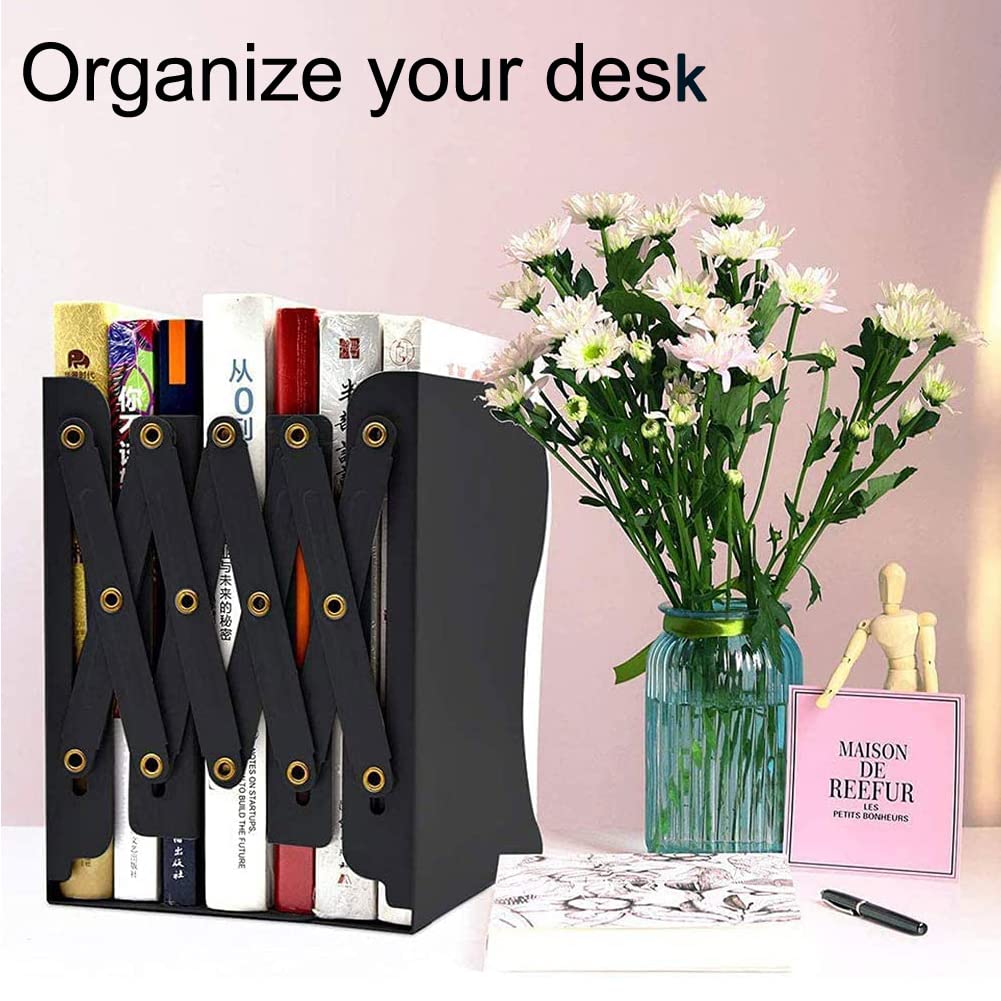 Metal Bookends for Heavy Books, Sturdy Book Stopper to Hold Books Heavy Duty, Adjustable Book Ends