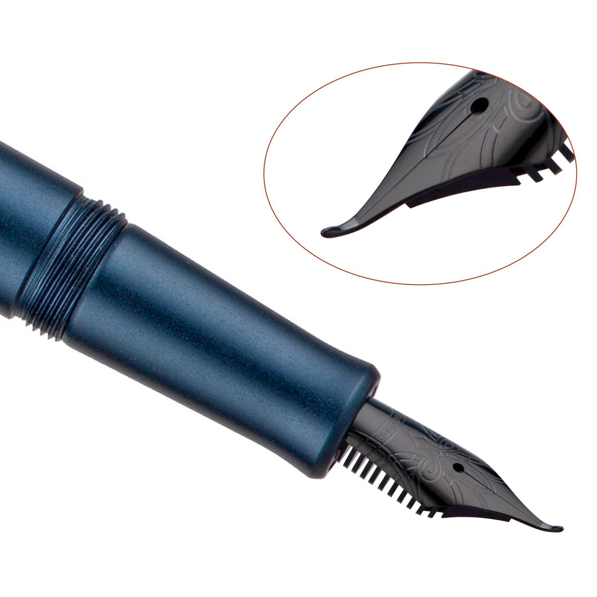 HONG DIAN M2 Black Forest Mini Fountain Pen, Bent Nib & Sleek Shape Aluminium Short Pocket Travel