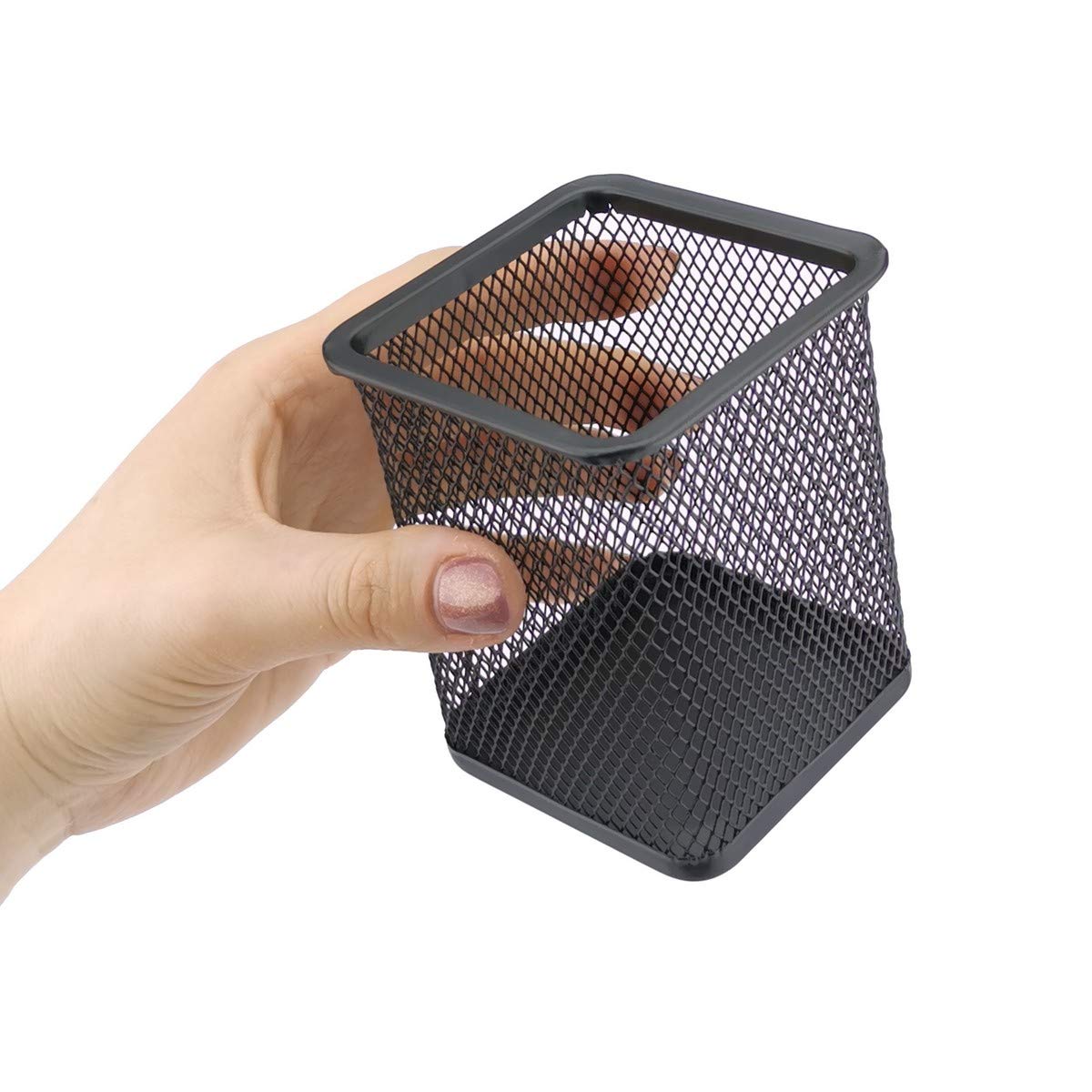 D.RECT Metal Square Pen Holder | Pen Holder Cube Made of Wire Metal | Mesh Multifunctional Cup for