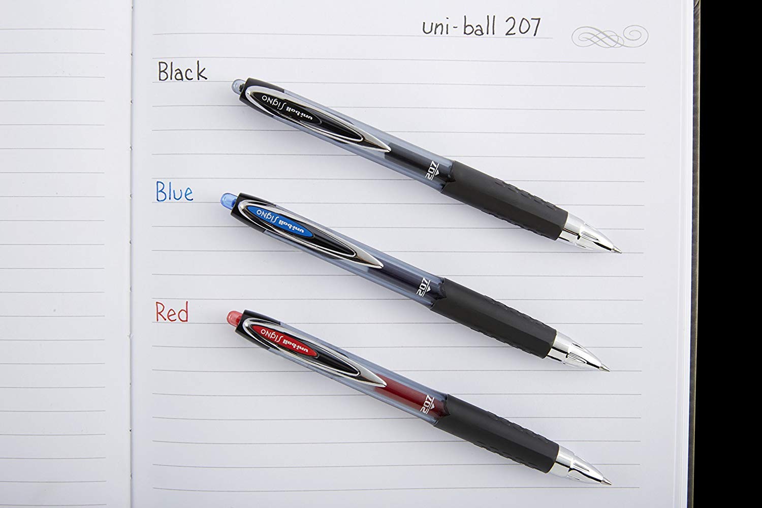Uni-ball 207 Retractable Gel Pens, Medium Point (0.7mm), Black, 14 Count