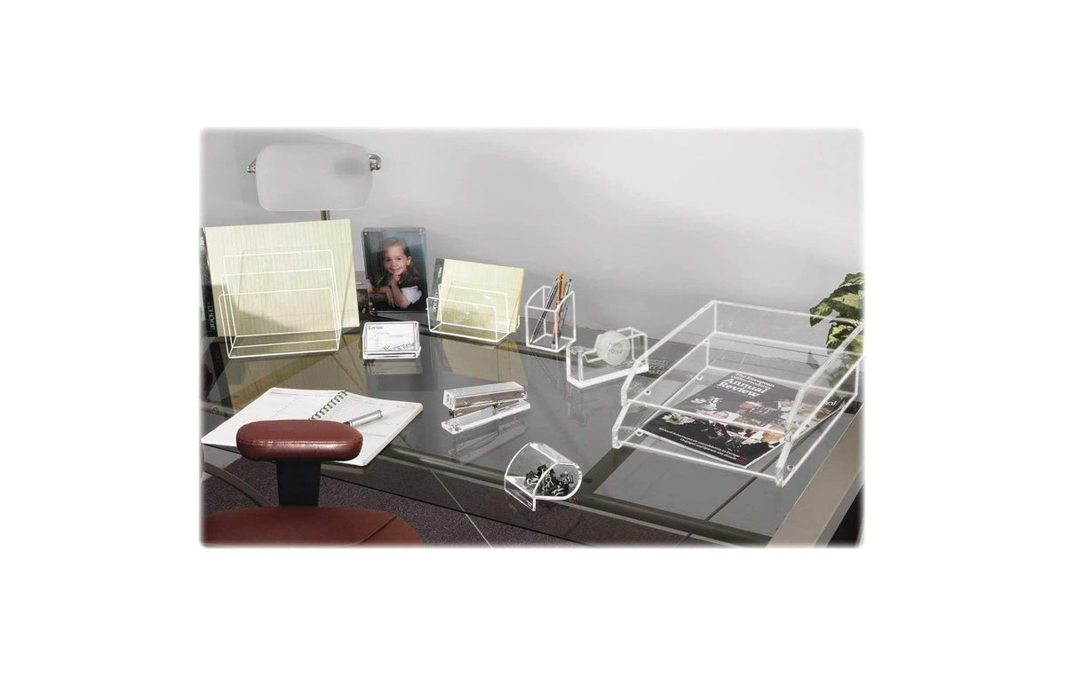 Kantek Clear Acrylic Double Large Letter Tray, 2 Tier Stackable Desk Organizer, Front Loading