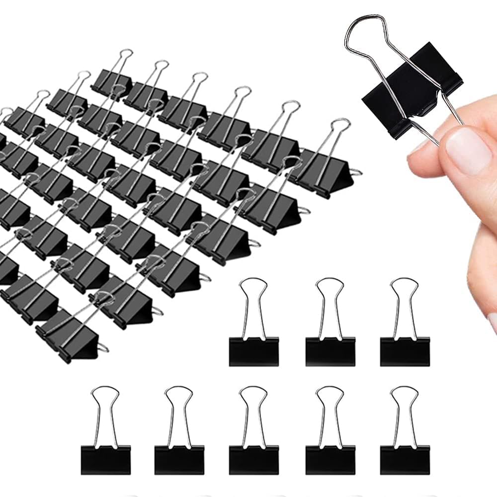 Binder Clips, 144 Pack, 1 Inch, Standard 25mm, Black, Capacity 0.47 Inch, Metal Fold Clamp, Paper