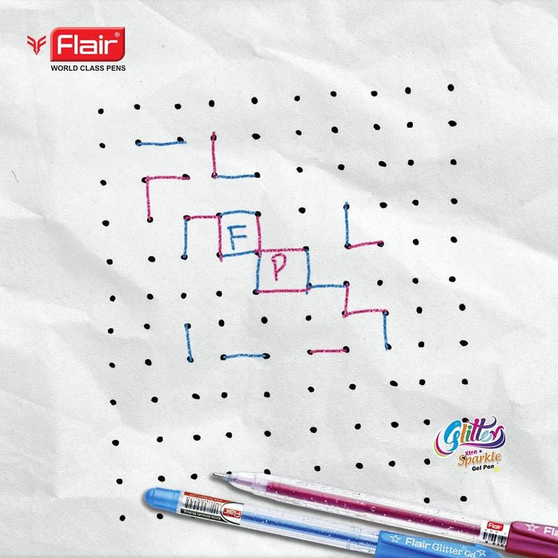 Aeiniwer Xtra Sparkle Glitter Gel 10 Colours Xtra Sparkle Gel Pen by Flair (Pack Of Five = 50 Pens)