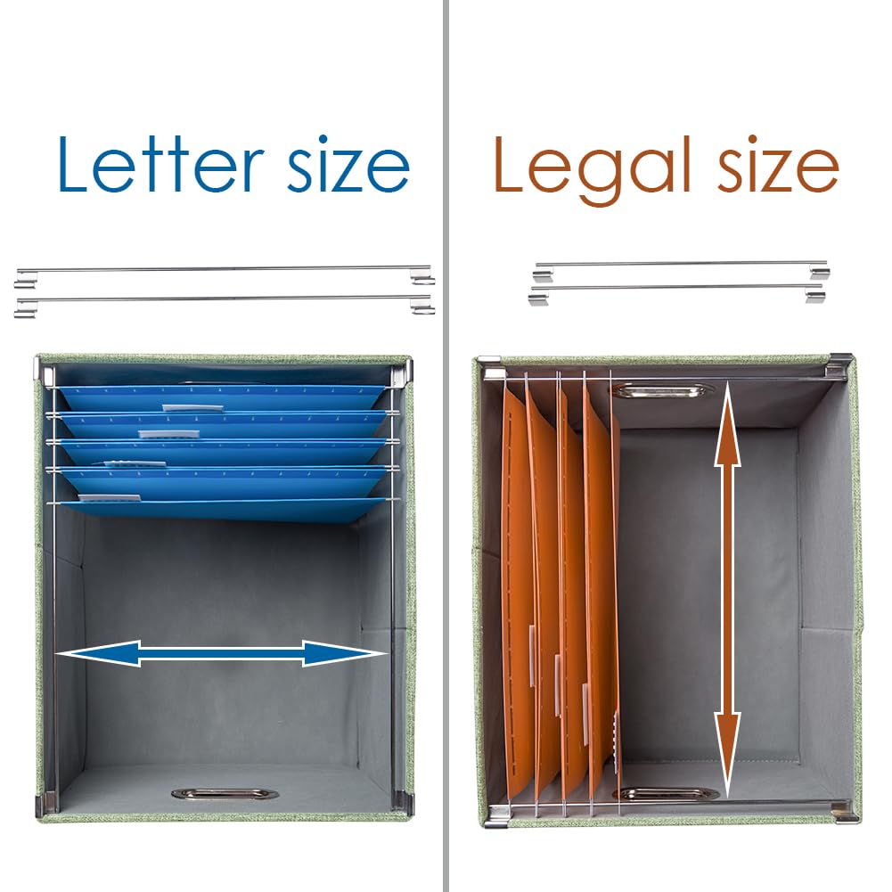PRANDOM File Organizer Box - Set of 1 Collapsible Decorative Linen Filing Storage Hanging File