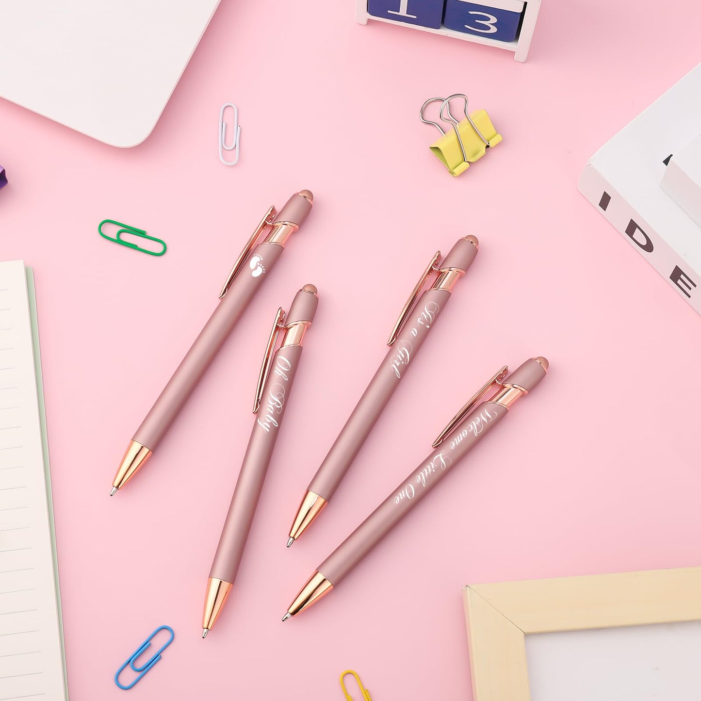 Jspupifip 50 Pcs Baby Shower Ballpoint Pens with Stylus Tip, Metal