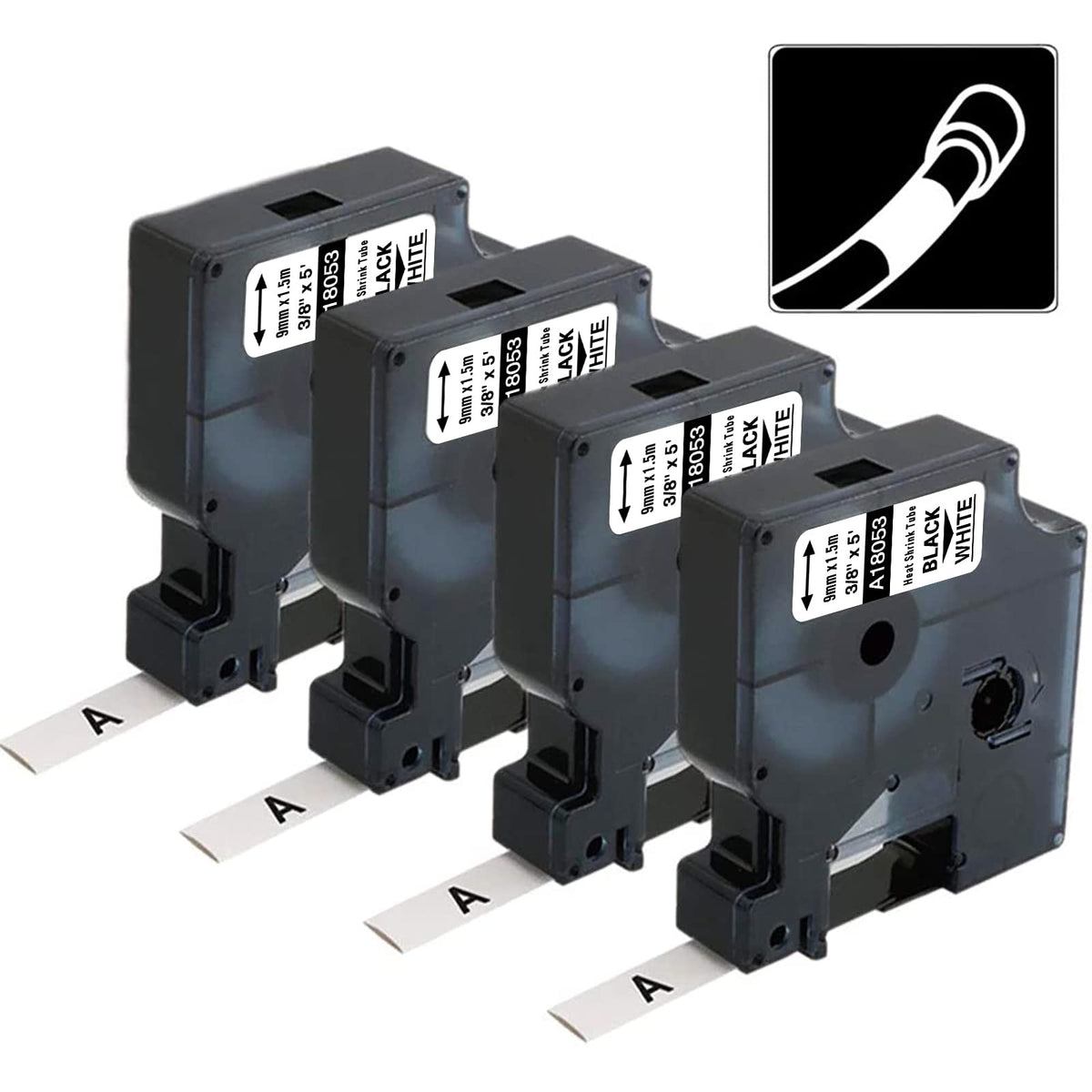 Replacement for Dymo Rhino Industrial Heat-Shrink Labels 3/8" Tube 18053