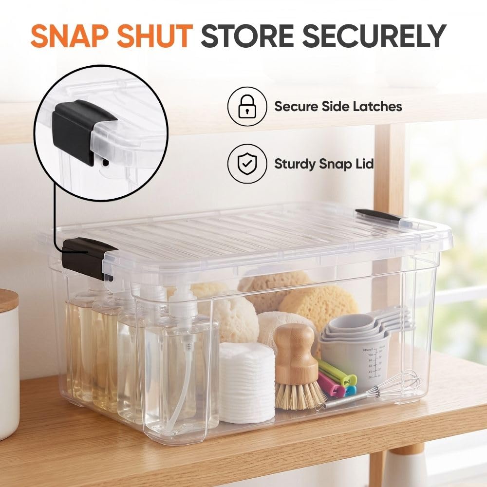 Superio 11 Quart Clear Plastic Storage Boxes with Lids, Stackable Organizer Containers, BPA-Free