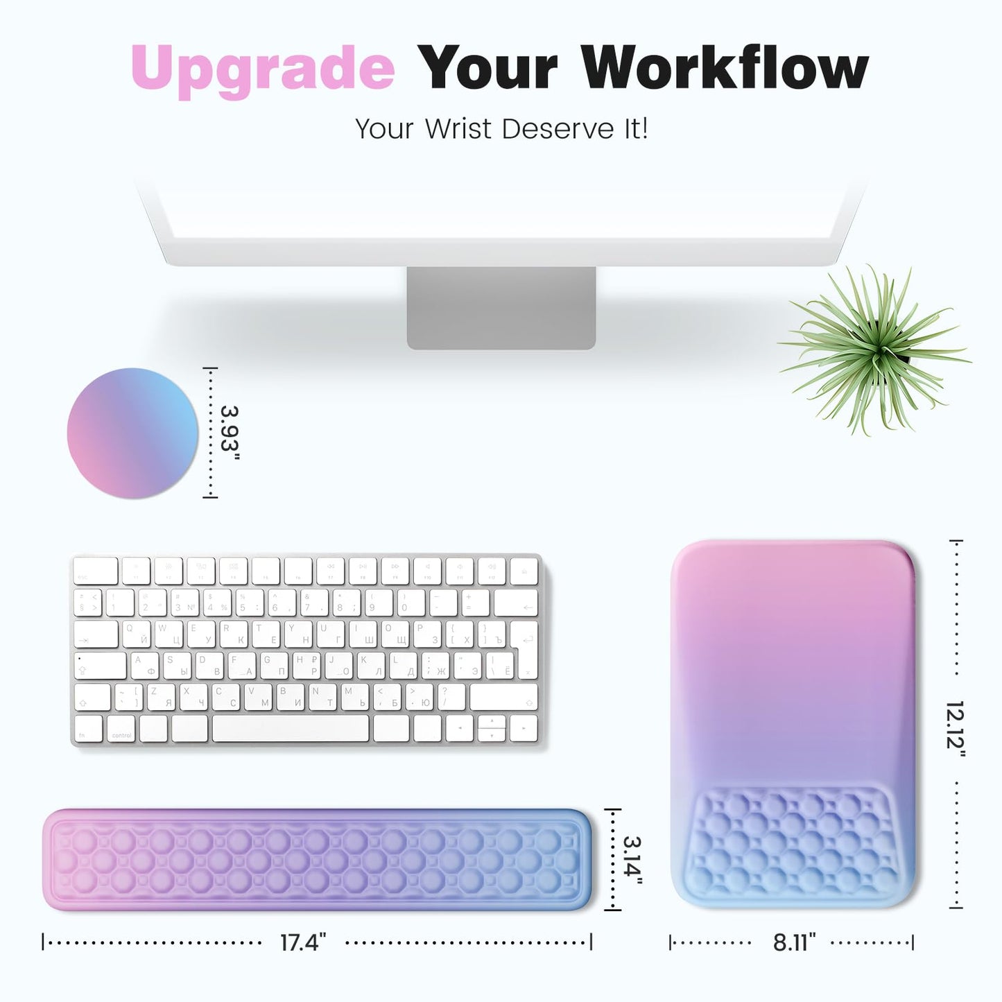 Ospelelf Keyboard Wrist Rest Pad for Computer, Ergonomic Large Mouse Pad with Wrist Support, Office