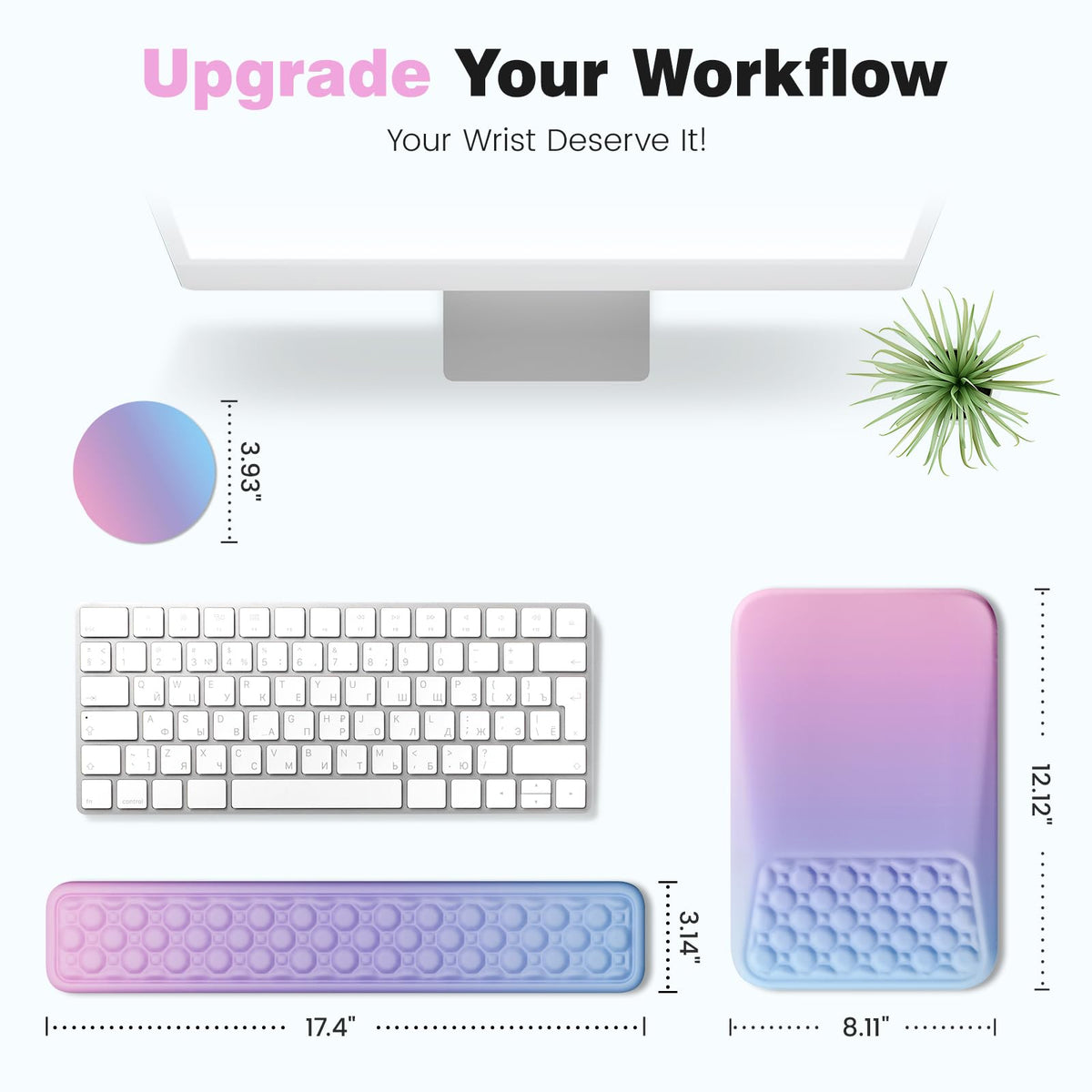 Ospelelf Keyboard Wrist Rest Pad for Computer, Ergonomic Large Mouse Pad with Wrist Support, Office