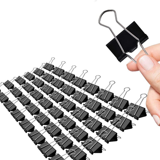 Medium Binder Clips, 72 Pack, 1-1/4 Inch, 1.25 Inch, Standard 32mm, Black, Capacity 0.6 Inch, Metal