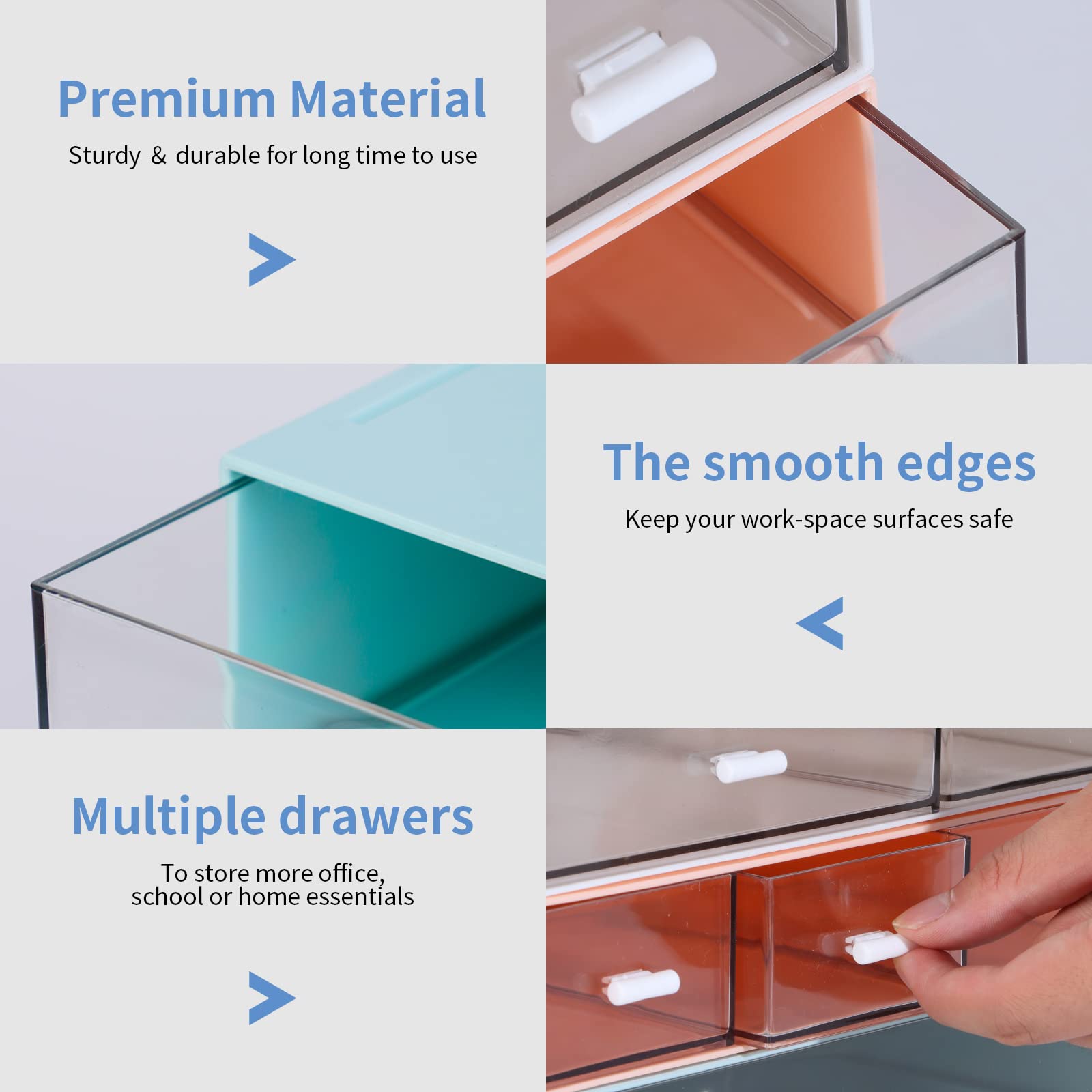 OSteed Stackable Storage Drawers, Office Desk Organizer with 7 Flat Drawers