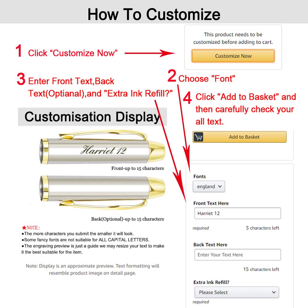 Aolun Personalized Pens,Custom Engraved Ballpoint Pen,Perfect for Birthday,Business,Party with