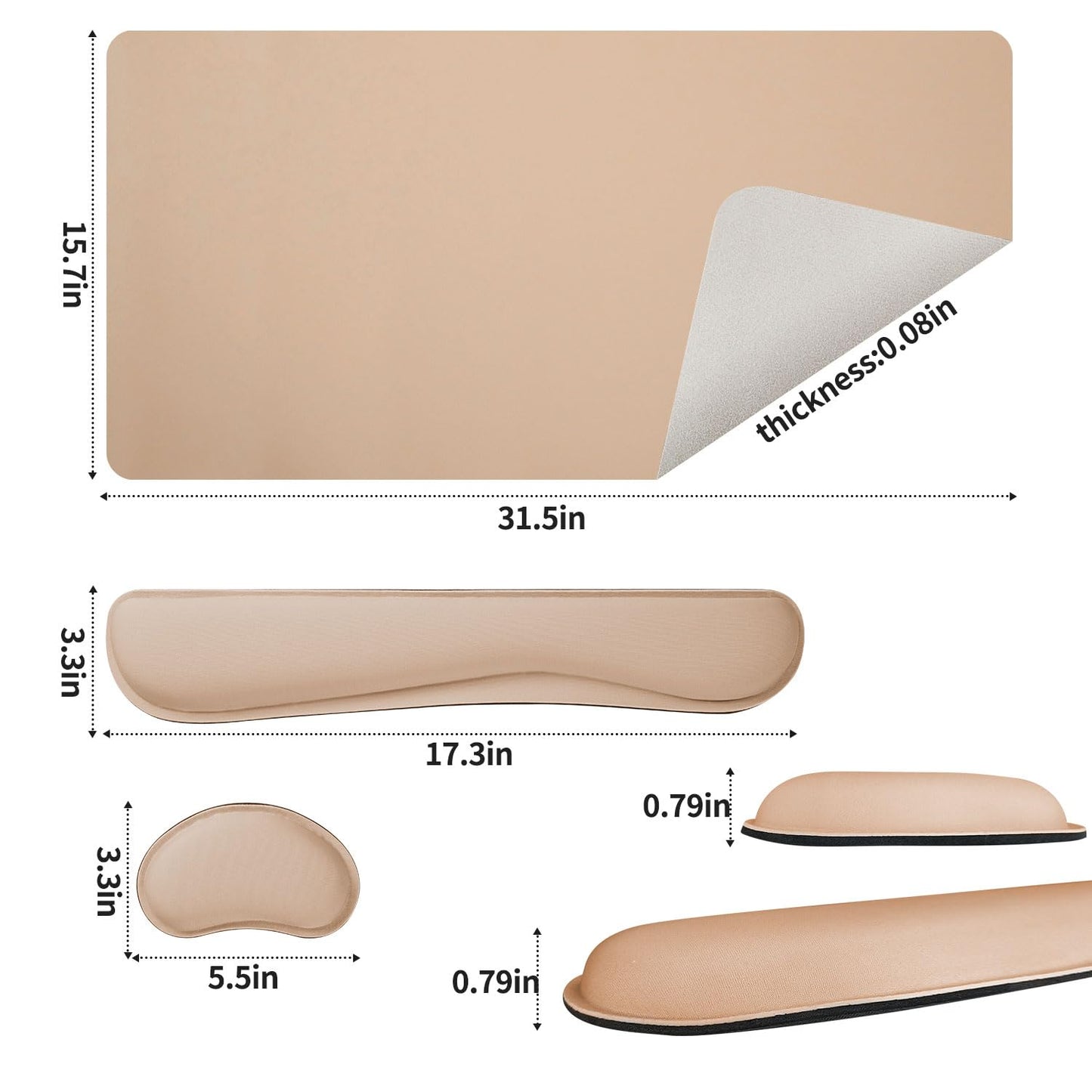 Bloss Leather Desk Pad and Keyboard Wrist Rest, Large Mouse Pad + Keyboard Pad+Mouse Wrist Support