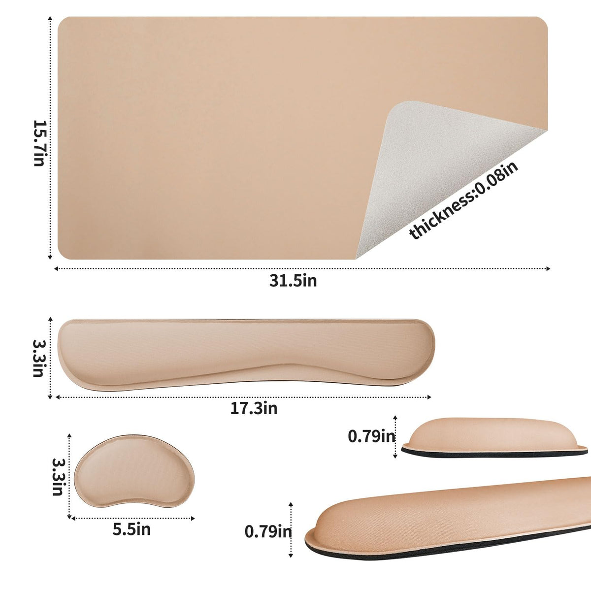 Bloss Leather Desk Pad and Keyboard Wrist Rest, Large Mouse Pad + Keyboard Pad+Mouse Wrist Support