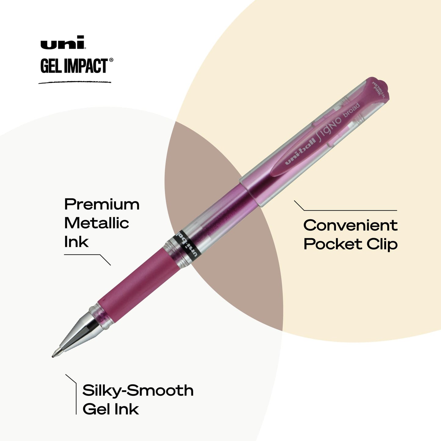 uniball™ Signo Gel Impact Pens, Bold (1.0mm), Assorted Metallic, 5 Pack