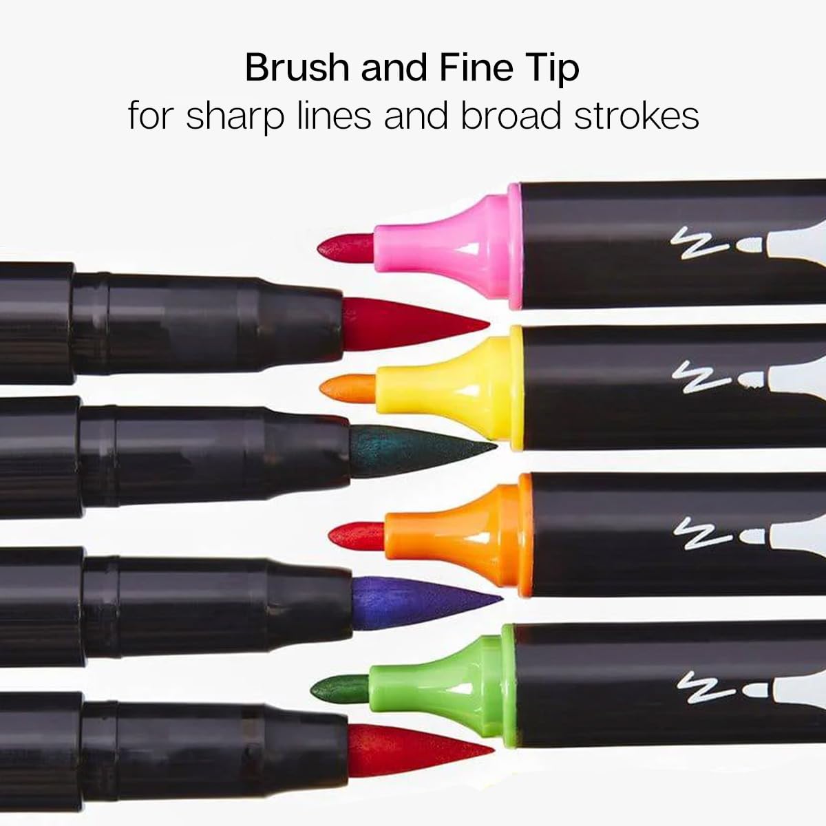 KINGART PRO 445-48 Dual Twin-Tip Brush Pens, Multicolor, 48-Colors