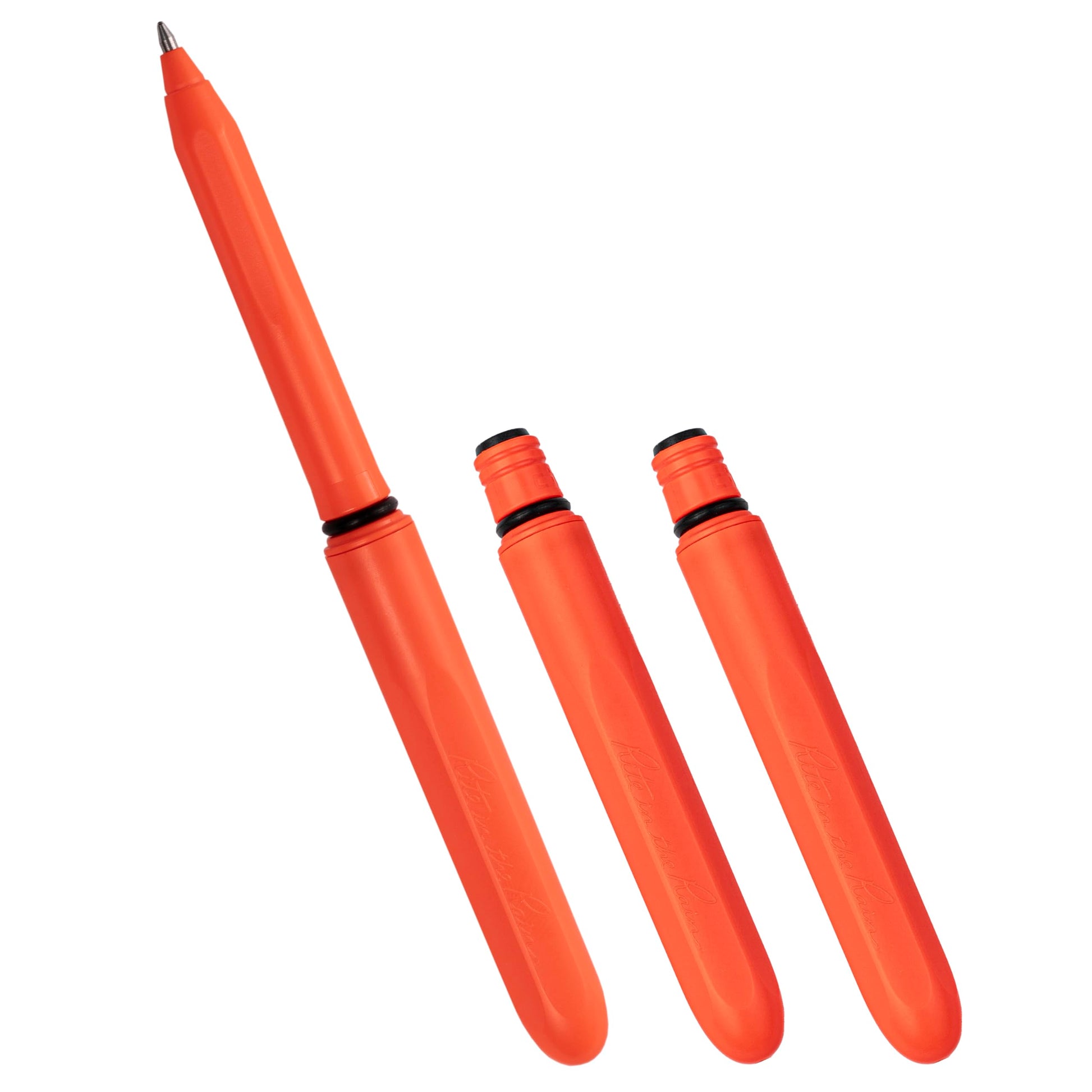 Rite in the Rain All-Weather EDC Pocket Pen, Orange Pokka 3-Pack, Black 0.8mm Ink, Fine Point (No.