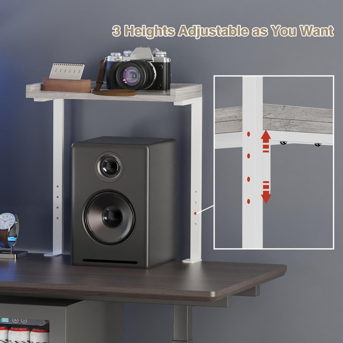 ART-GIFTREE Clamp On Desk Shelf 2-Tier, Wood Shelving Unit for Office Desk/Gaming Accessories