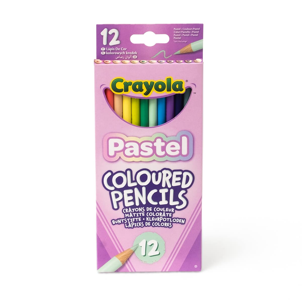 CRAYOLA Pastel Coloured Drawing Pencils, Pack of 12, for School and Leisure, Assorted Pastel Colours