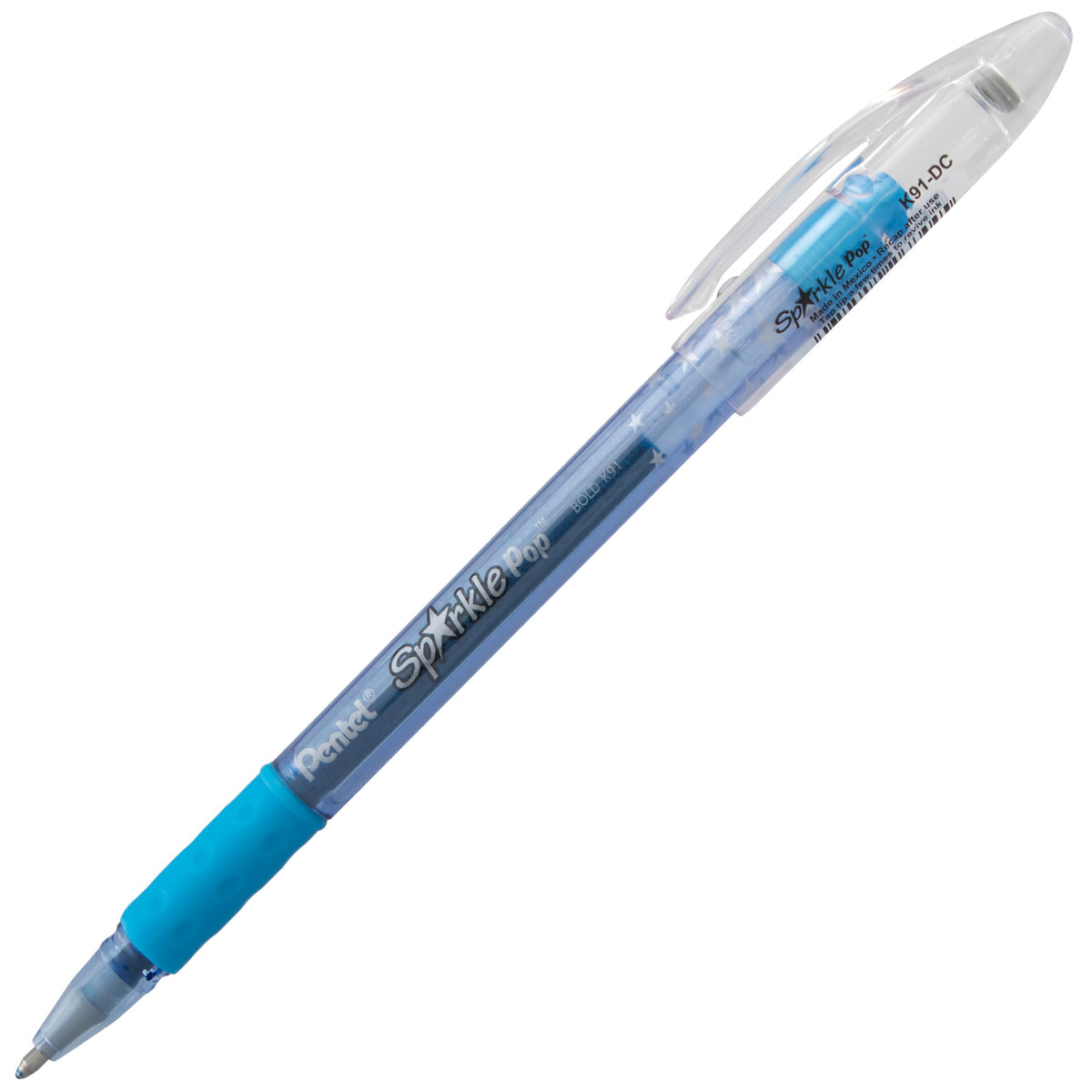 Pentel Sparkle Pop Metallic Gel Pen, (1.0mm) Bold Line, Blue/Green Ink, Box of 12 Pens (K91-DC)