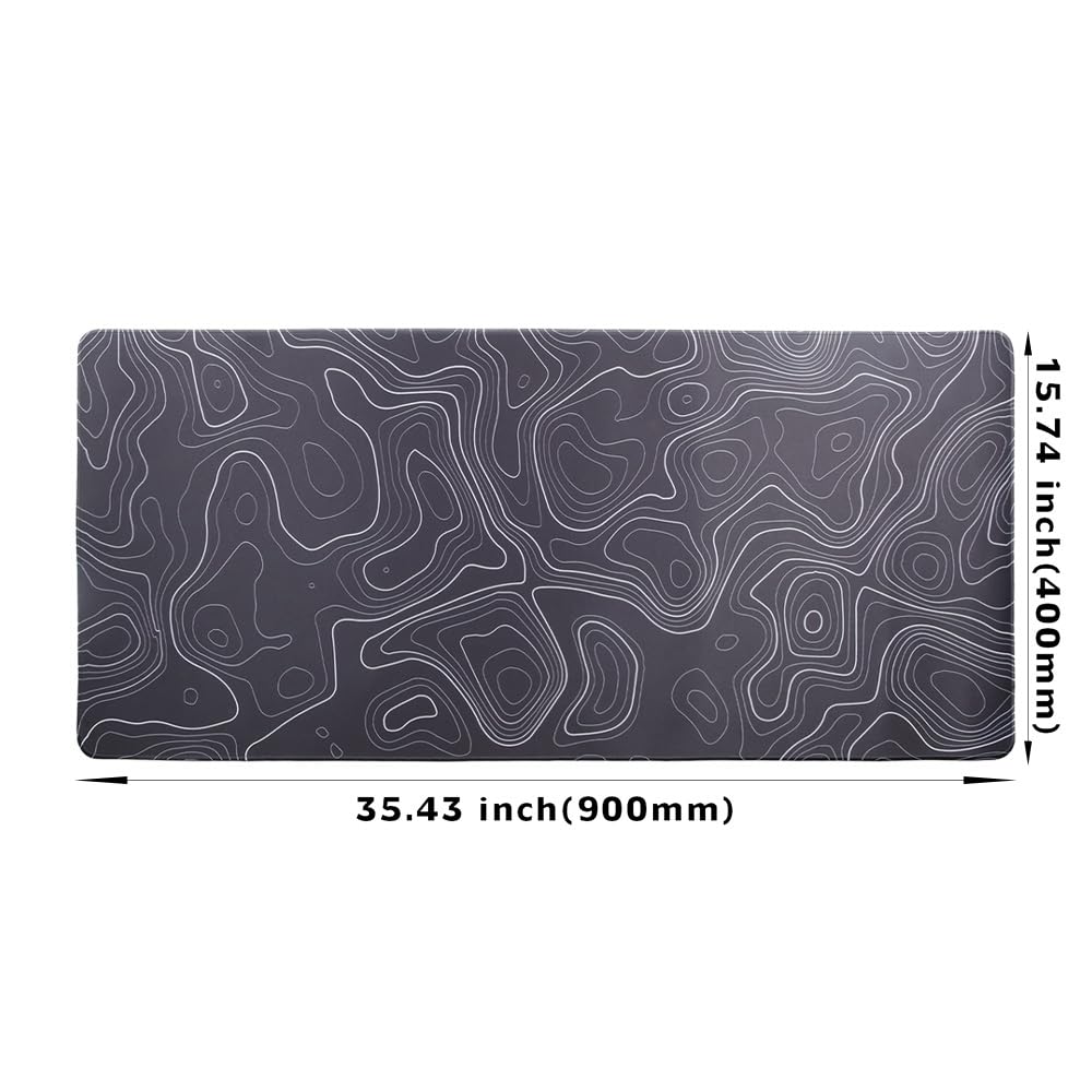 Meffort Inc Extra Large Extended Gaming Desk Mat Non-Slip Rubber Pads Stitched Edges Mouse Pad 35.4