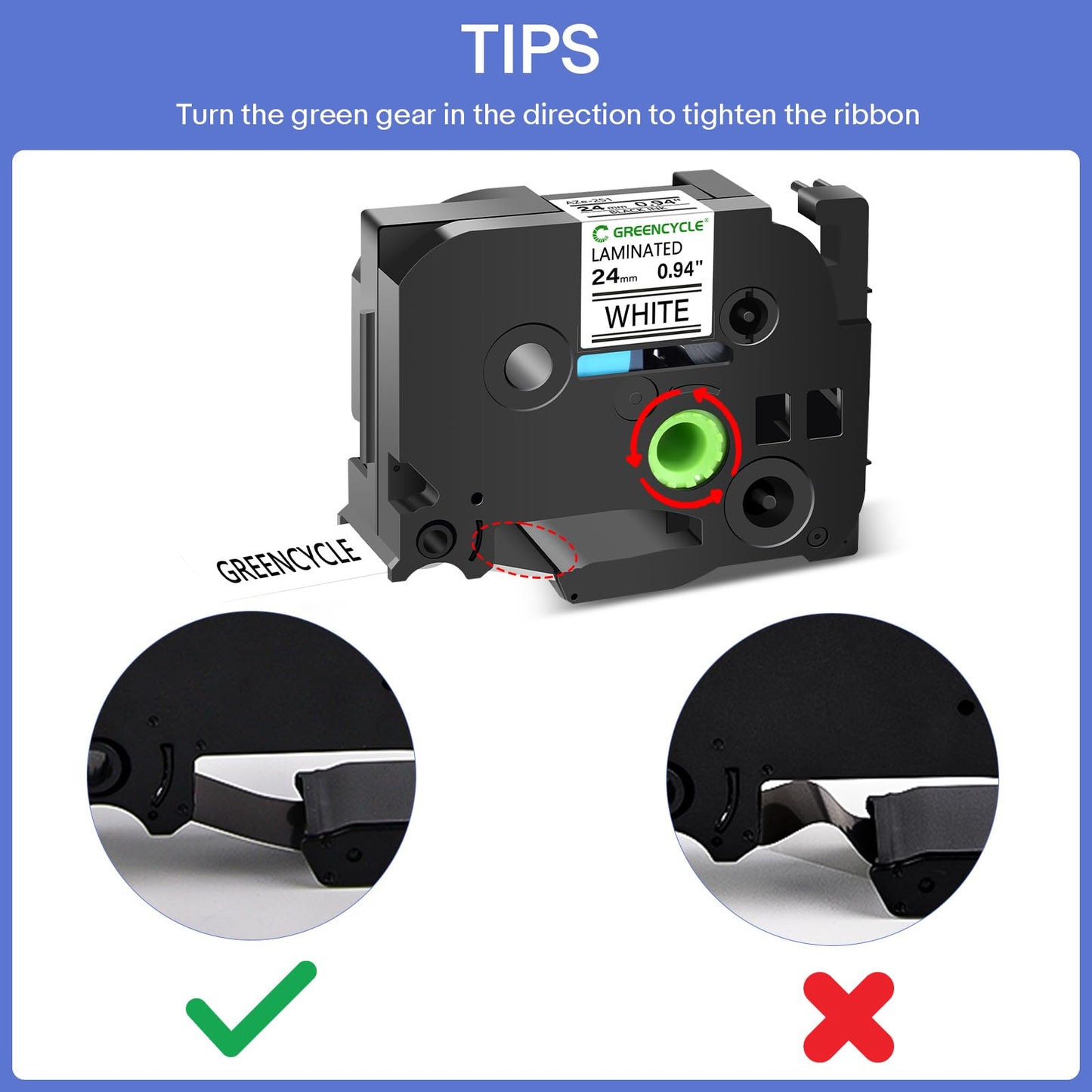 GREENCYCLE TZe-251 24mm Label Tape Compatible for Brother P-Touch TZe251 Label Maker Tape 24mm 0.94
